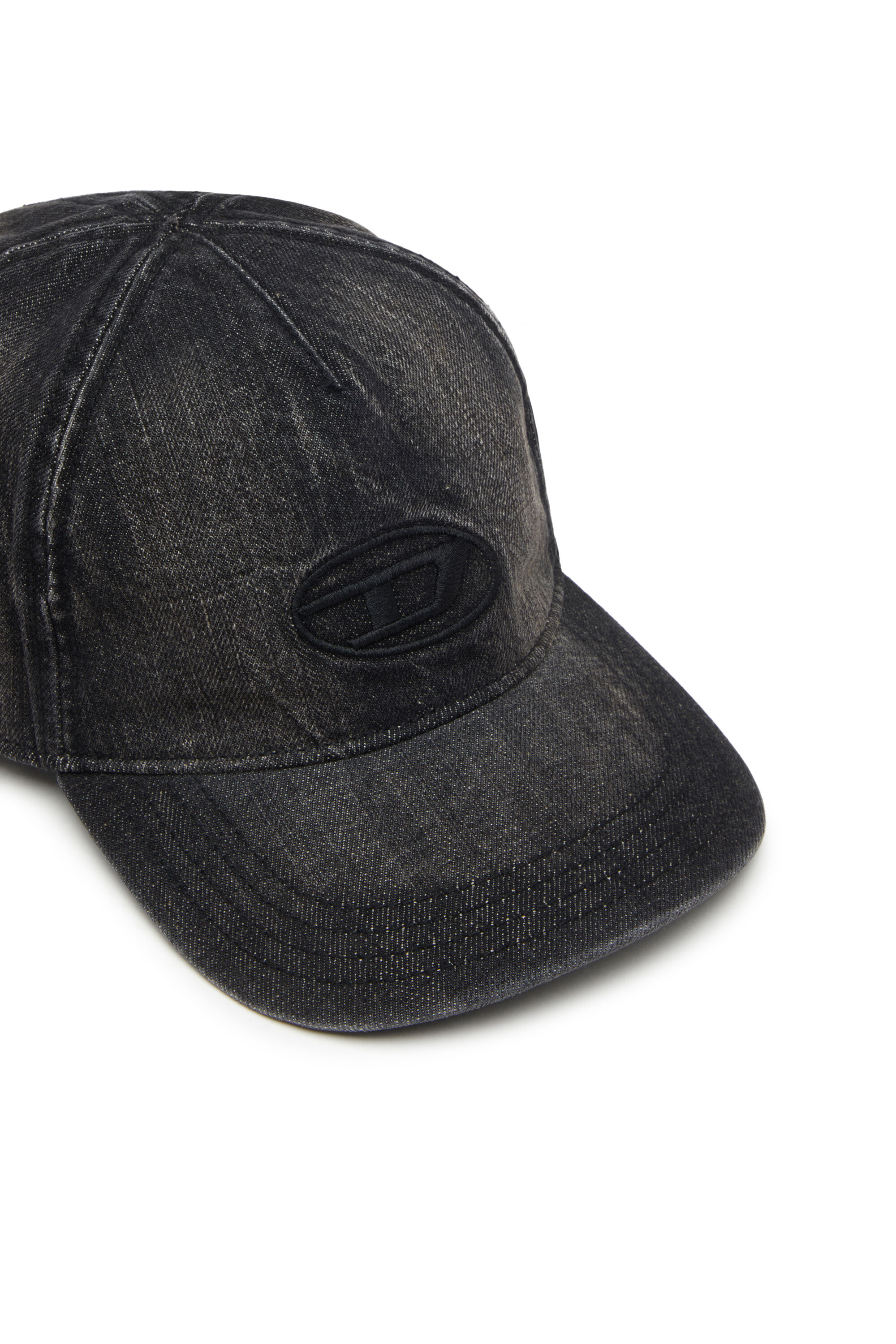 Diesel - C-ENIC, Casquette en denim avec détails effilochés et logo brodé Homme in Noir - 3