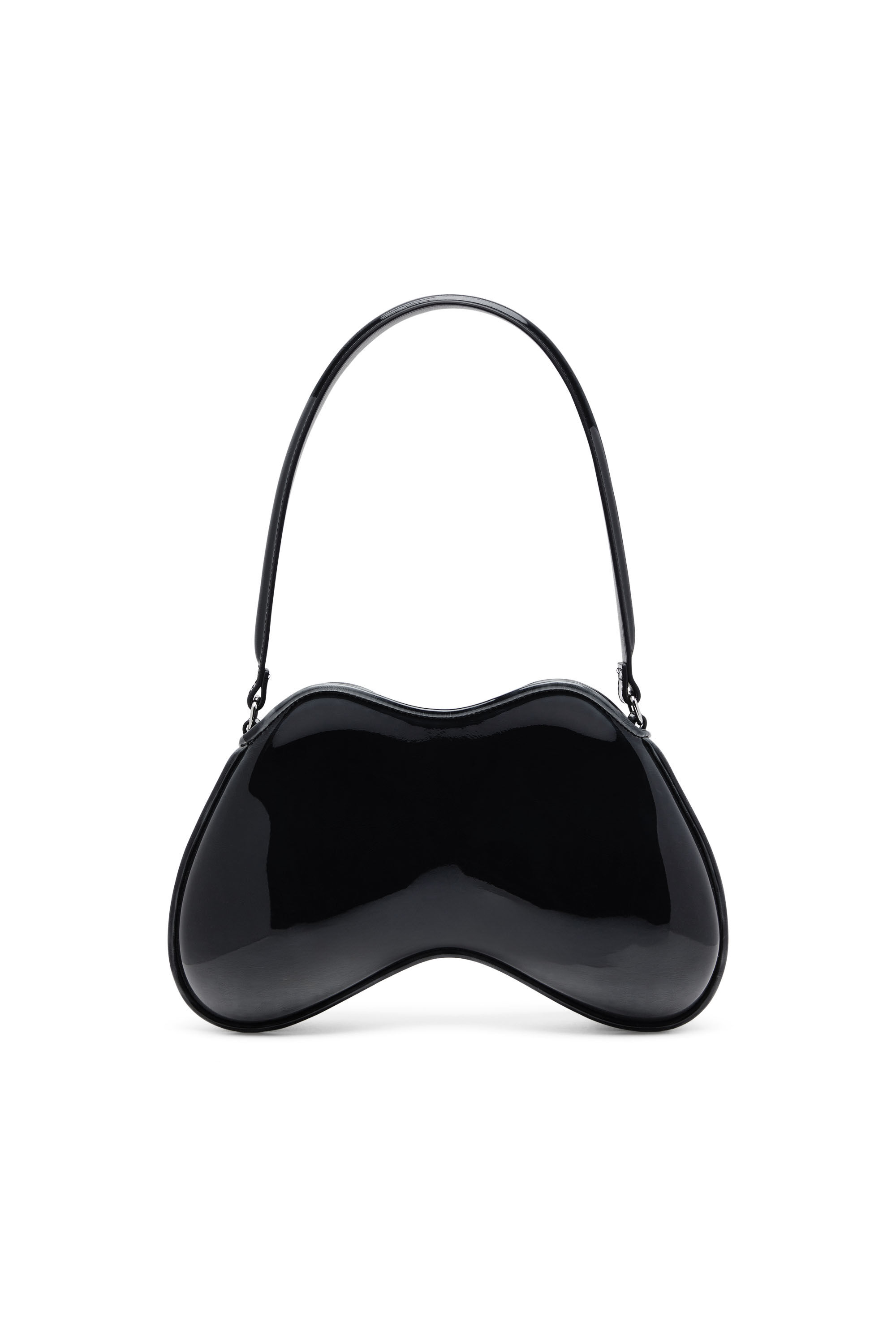 Diesel - DOUBLE-D SHOULDER, Sac épaule rigide en PU brillant dégradé Femme in Noir - 3