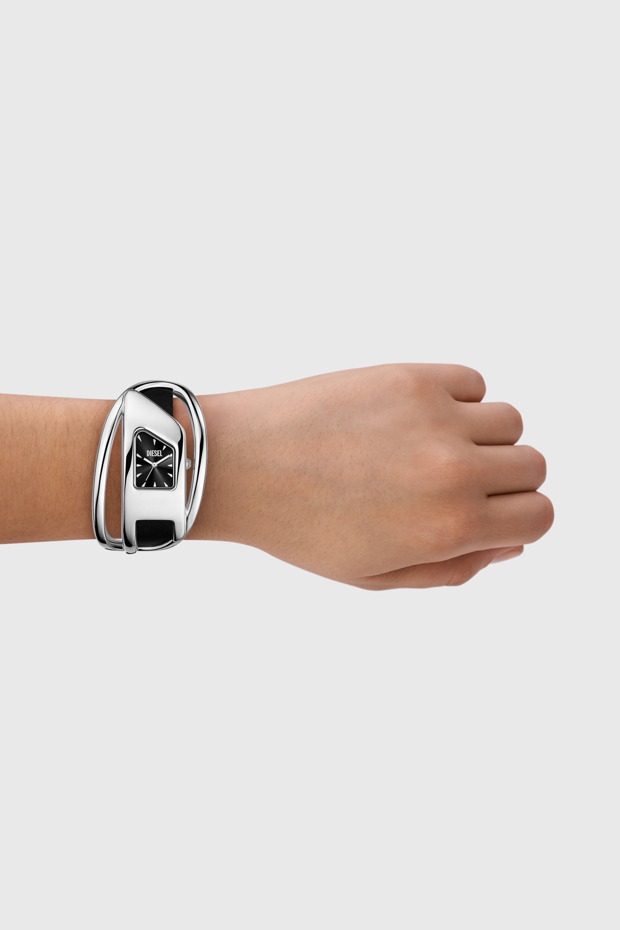 Diesel - DZ5627 WATCH, Damen Wrap-D Schwarze Lederuhr in Silber/Schwarz - 4