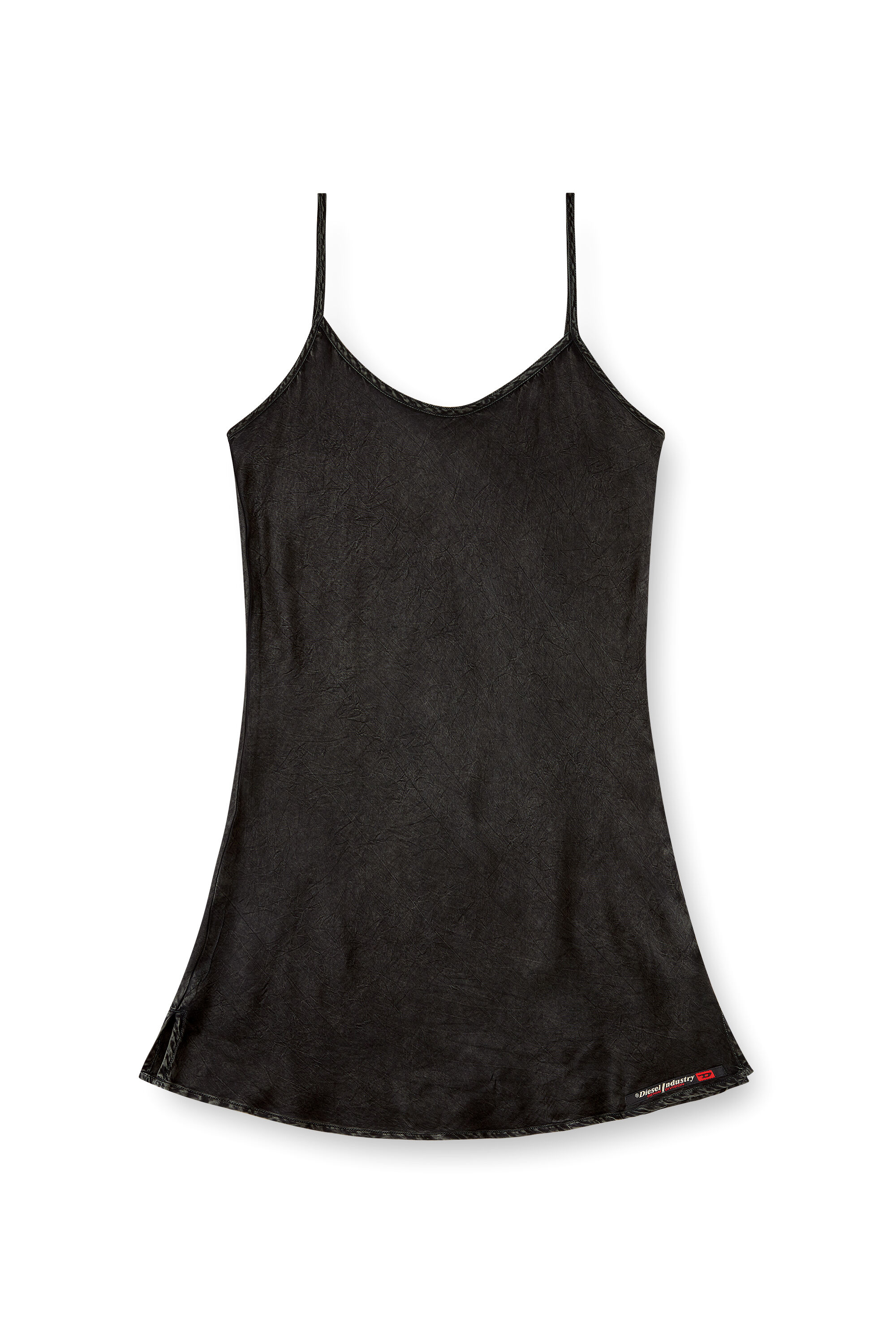 Diesel - GRATCHEN-DNM, Damen Fließendes Unterkleid mit Denim-Effekt in Schwarz - 1