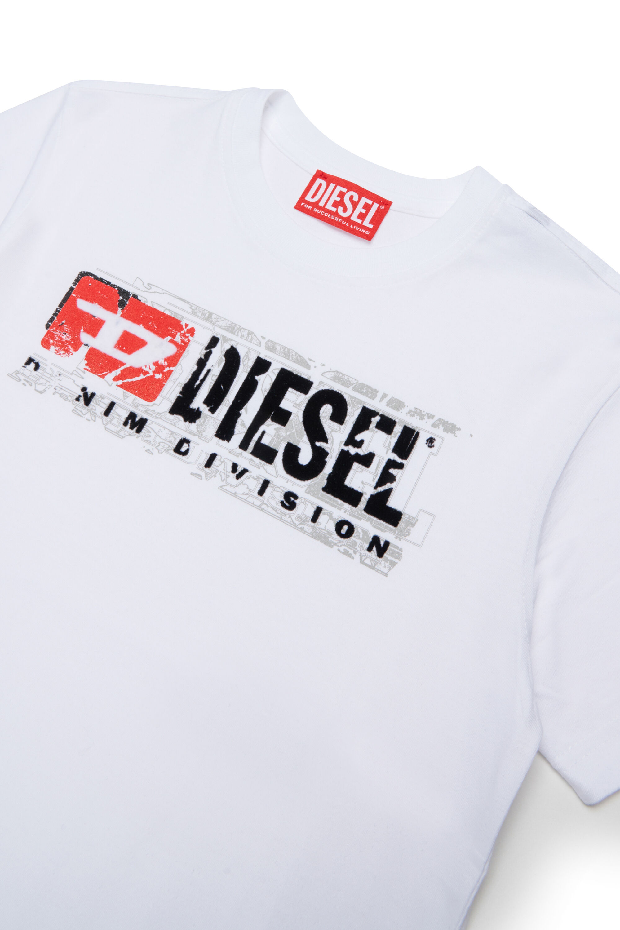 Diesel - TLOMIX, Herren T-shirt mit distressed Logo-Print in Wei&szlig; - 3