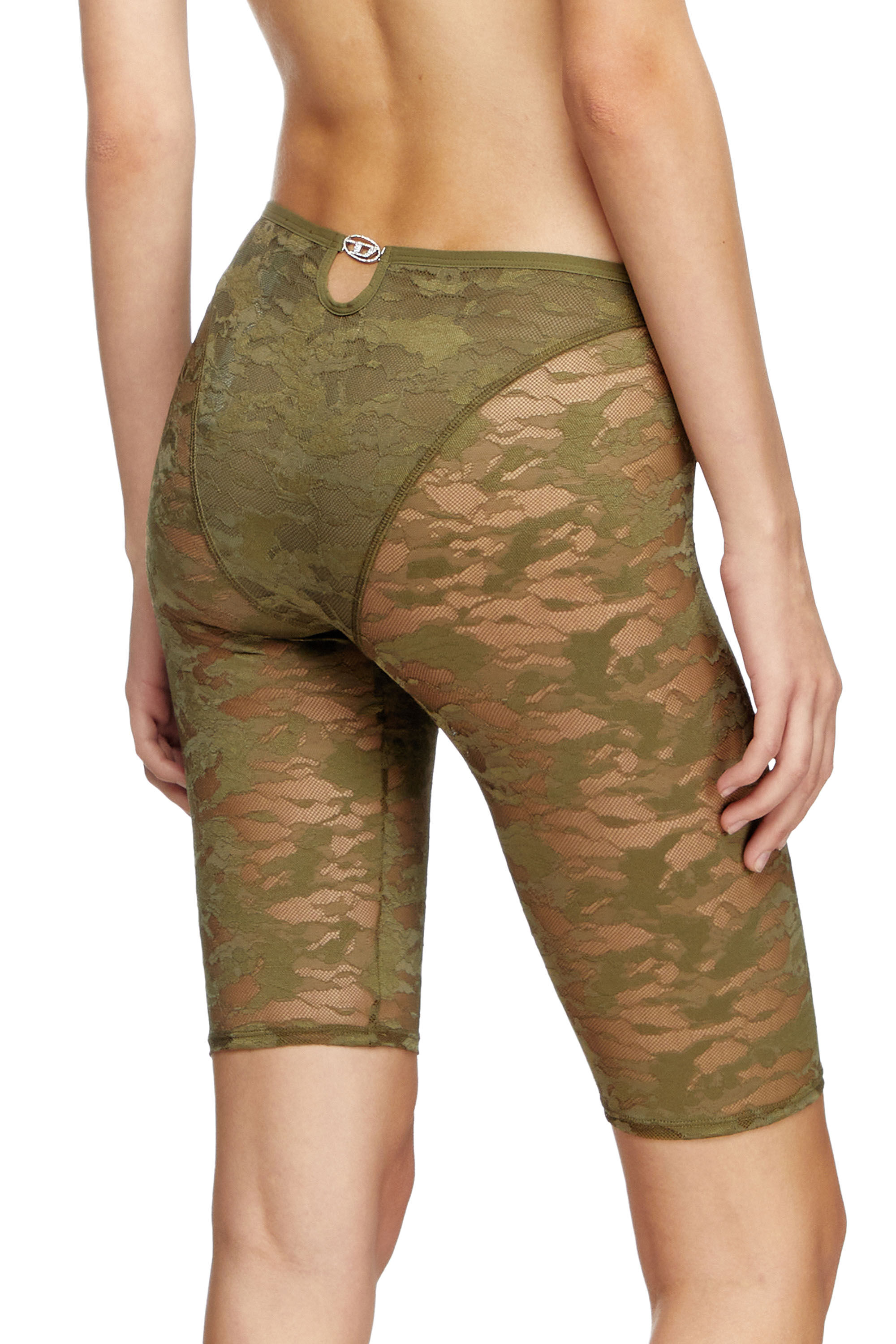 Diesel - UFLB-D-OVAL-LACE-SHORT, Short in pizzo camouflage con placca Oval D Donna in Verde - 4