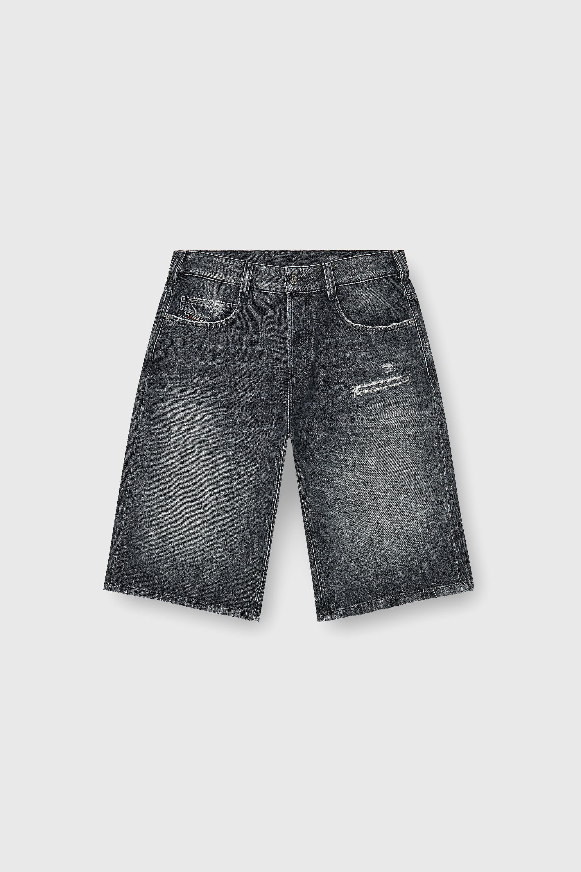 Diesel - D-ENIM-M-SHORT, Pantaloni corti relaxed in denim con rotture Unisex in Grigio - 2