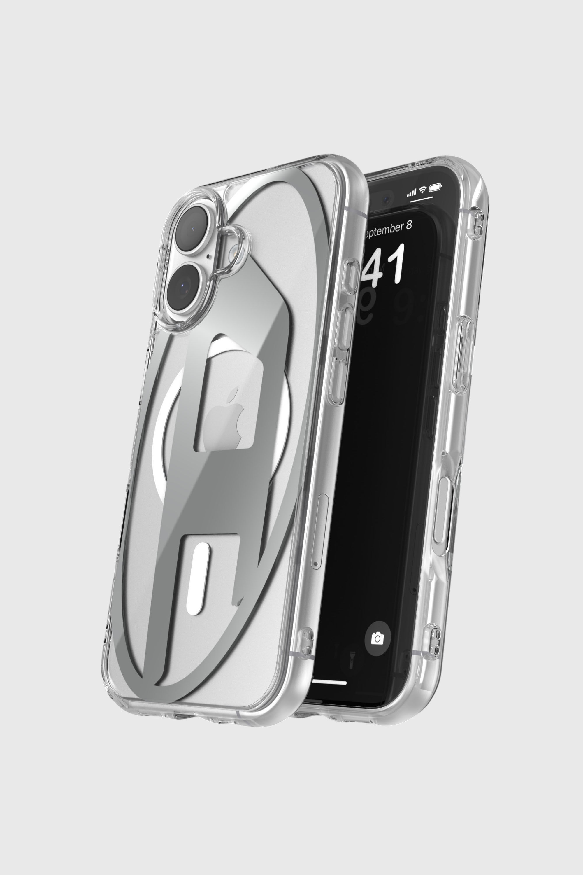 Diesel - 60411 AOP CASE, Custodia Oval D Metallic con Magsafe per iPhone 17 Unisex in Grigio - 4