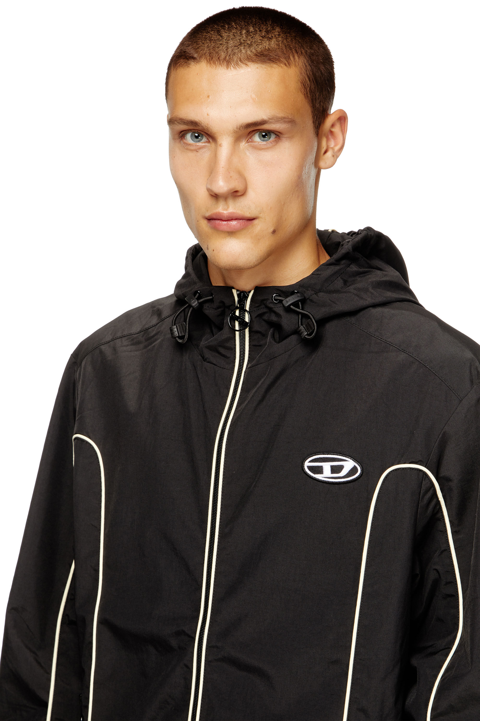 Diesel - J-HIVES, Coupe-vent avec passepoil contrasté Homme in Noir - 5