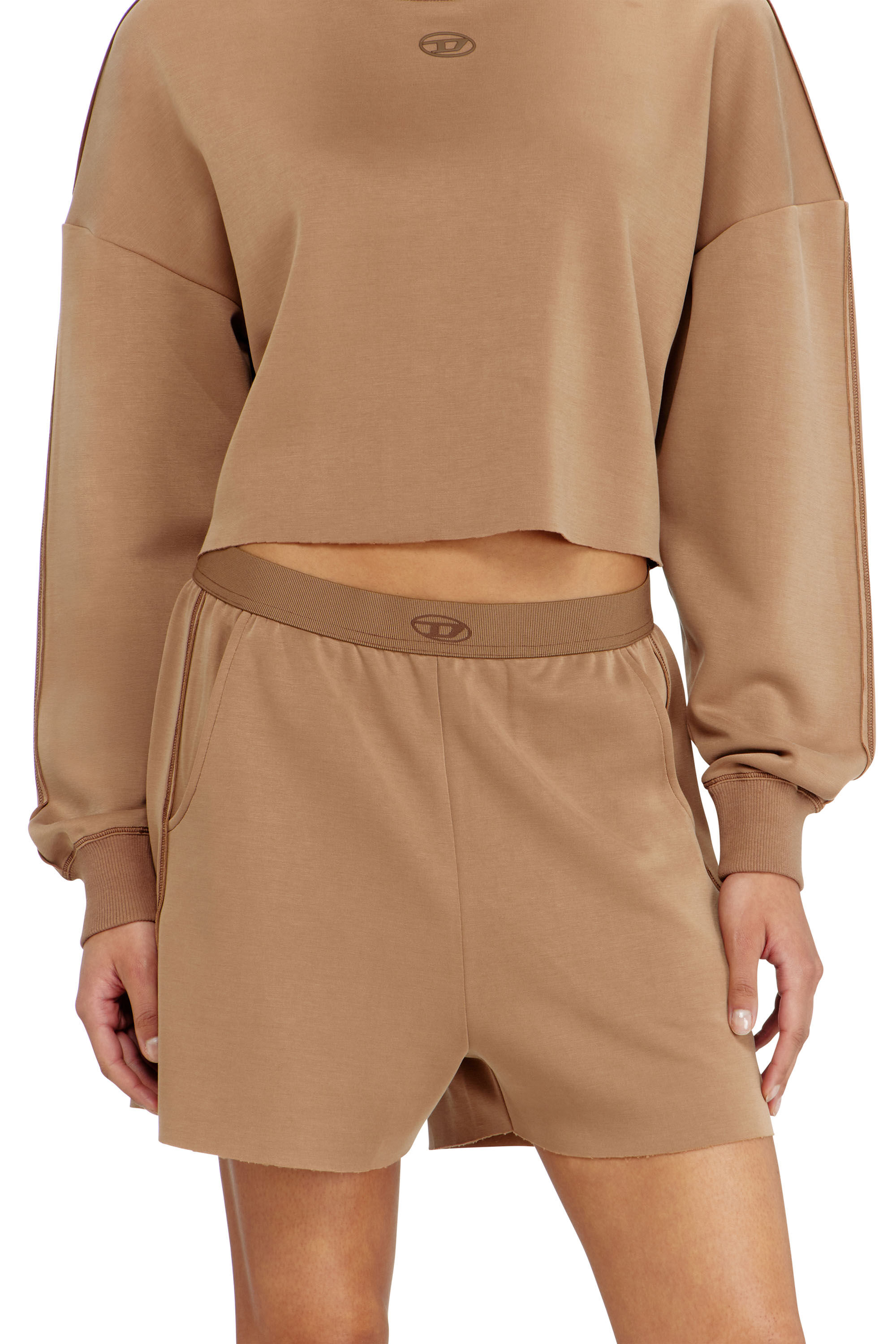 Diesel - MARTHA-UTLT, Damen Shorts aus leichtem stretch-scuba in Braun - 2