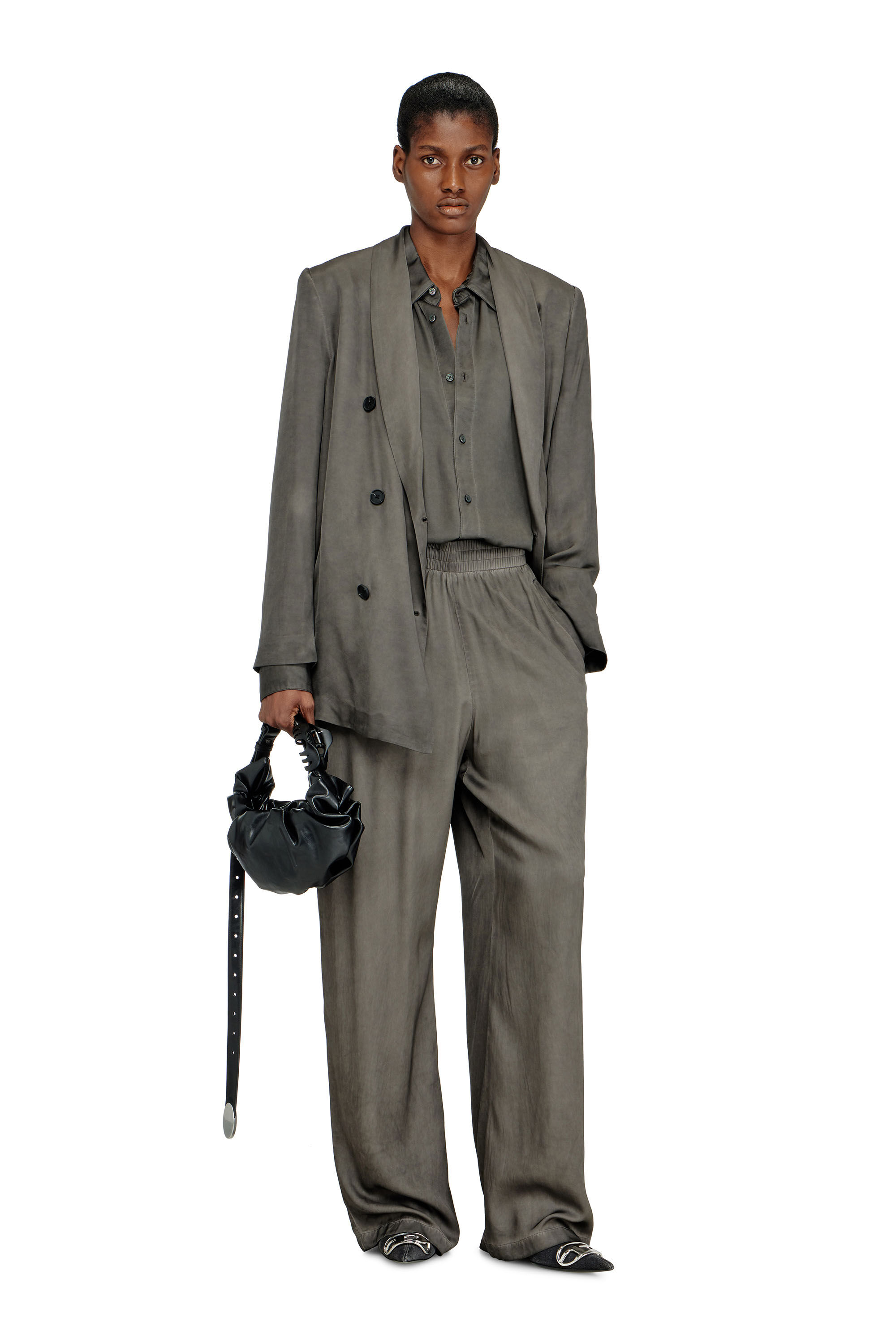 Diesel - G-AVINA-S1, Blazer en viscose fluide trait&eacute;e Femme in Gris - 1