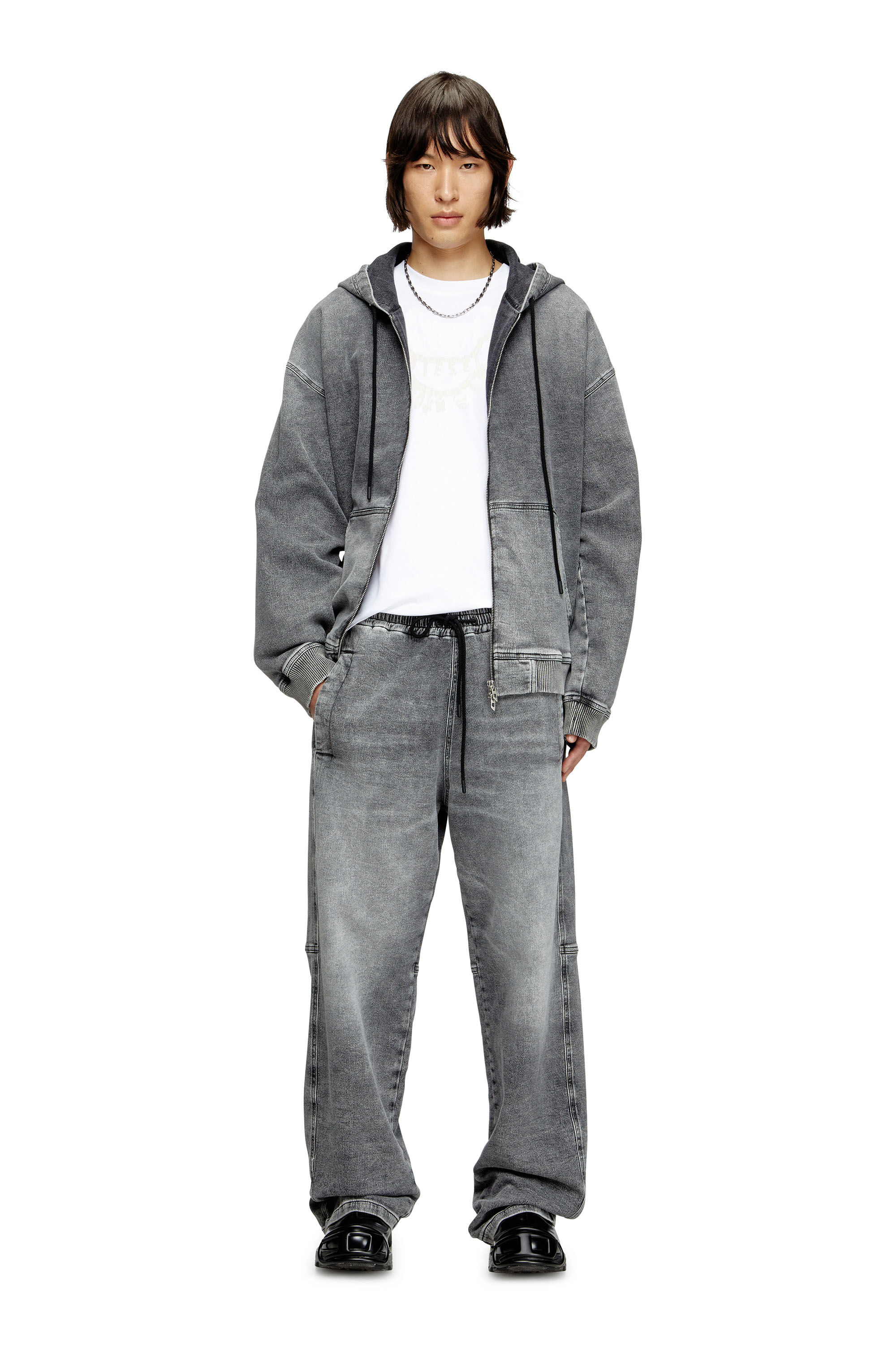 Diesel - Relaxed D-Martyans Track Denim 0BEBR Mixte, Noir/Gris foncé - Image 1
