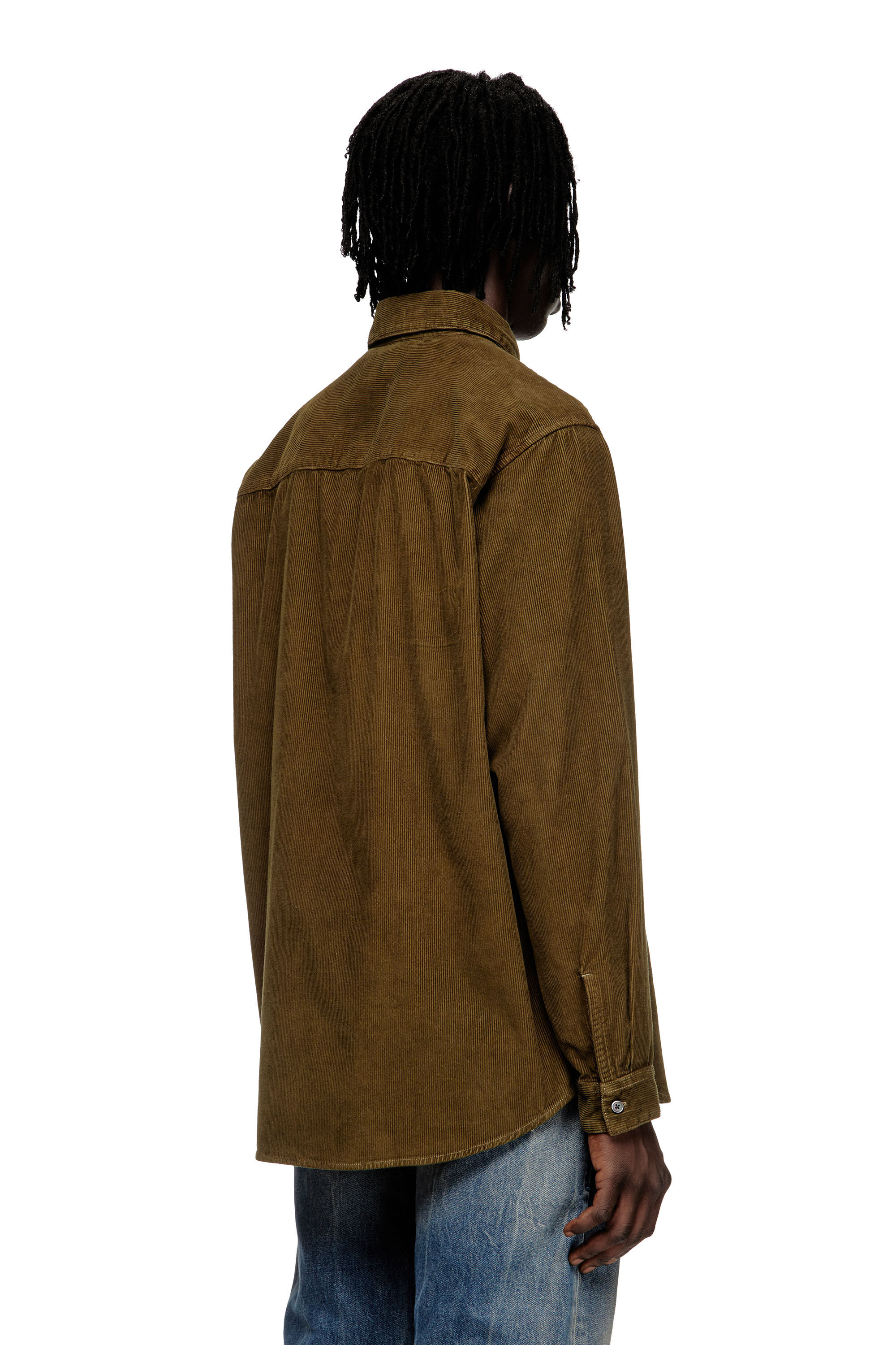 Diesel - S-SIMPLY-AJFQ, Camicia in cotone con ricamo sul colletto Uomo in Verde - 4