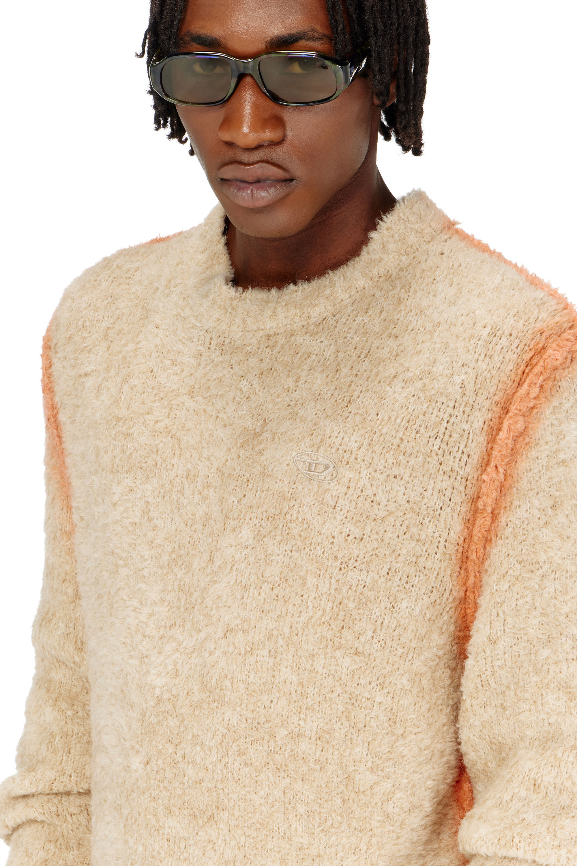 Diesel - K-RIMI, Herren Alpaca-Mix Pullover mit spraygef&auml;rbten N&auml;hten in Hellbraun - 5