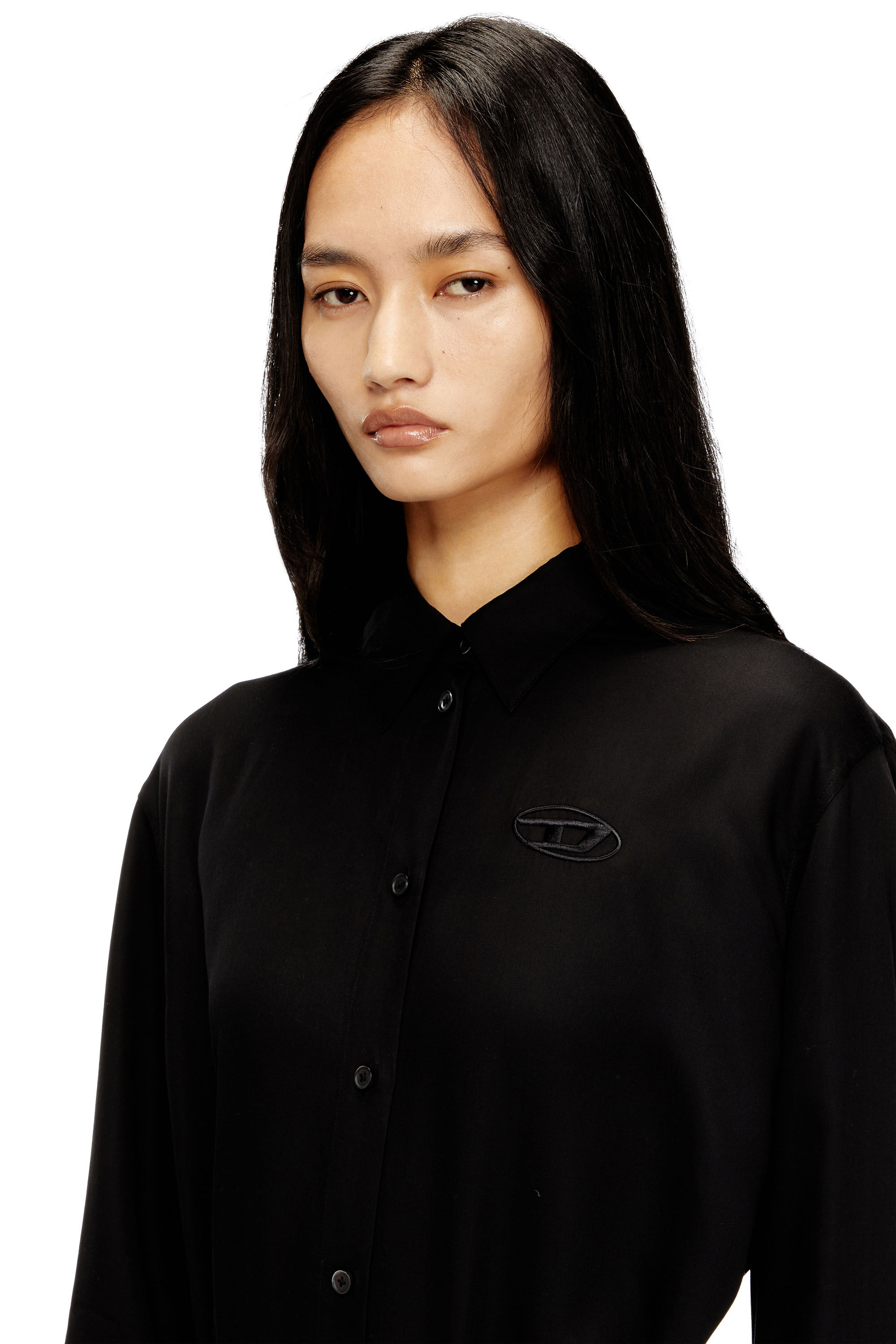 Diesel - D-ILETTA-S1, Damen Midikleid mit verdrehtem Detail in Schwarz - 5