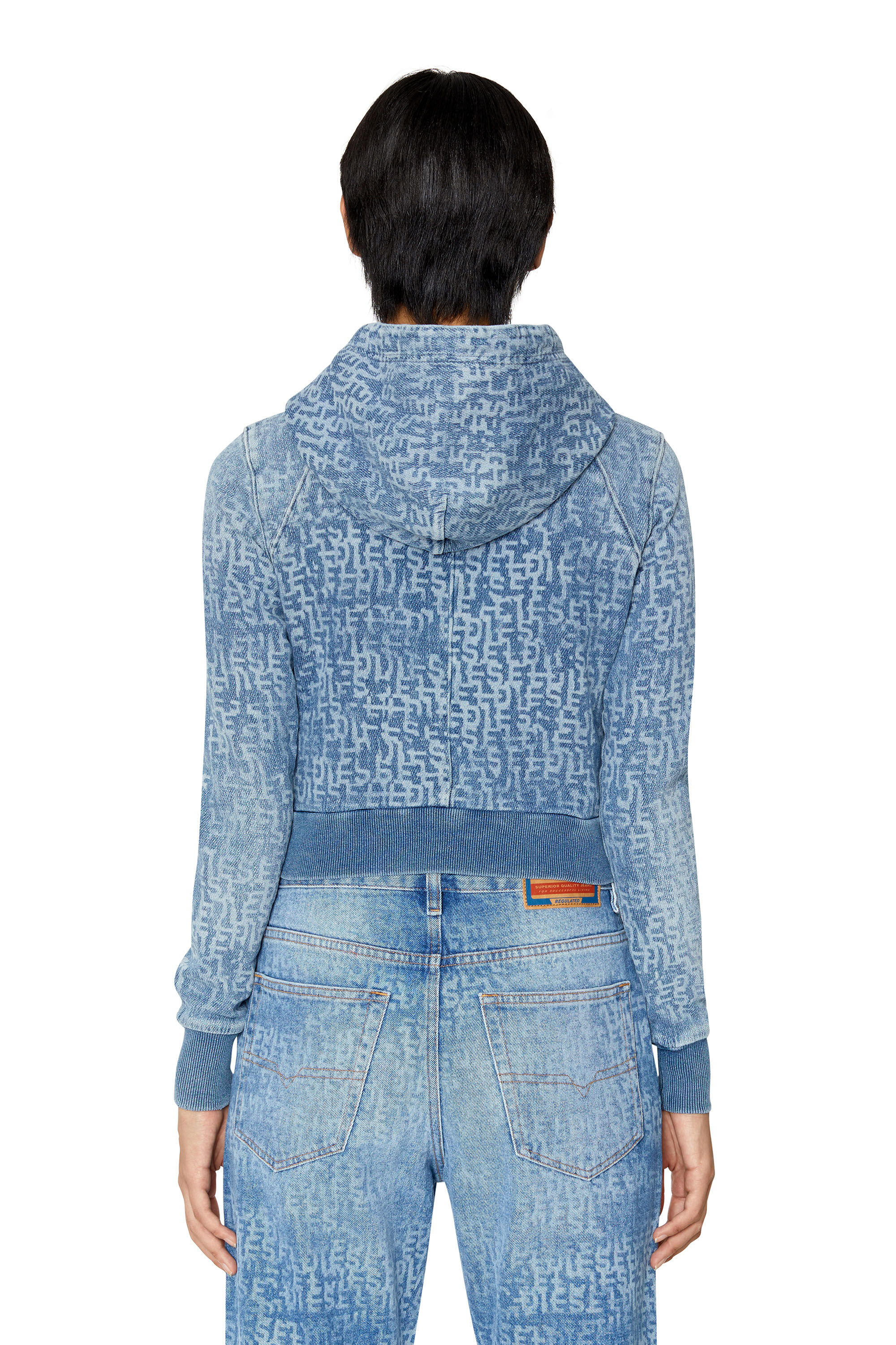 Diesel - D-ANGY TRACK DENIM HOODIE, Hellblau - Image 4