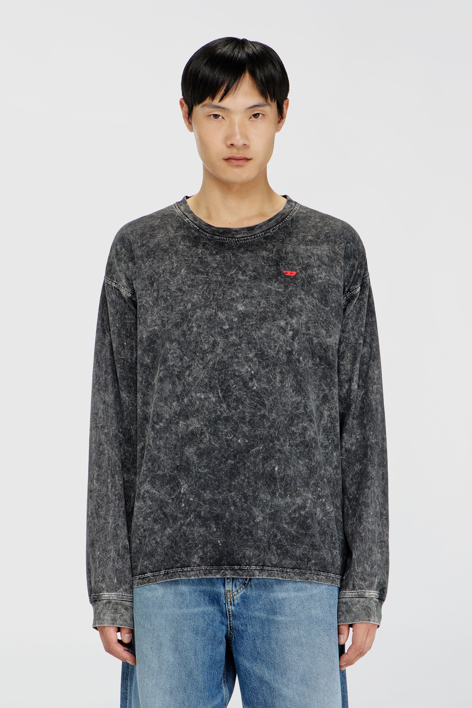 Diesel - T-BOXT-LS-AA5, Herren Langarmshirt mit behandelten Effekt in Dunkelgrau - 3