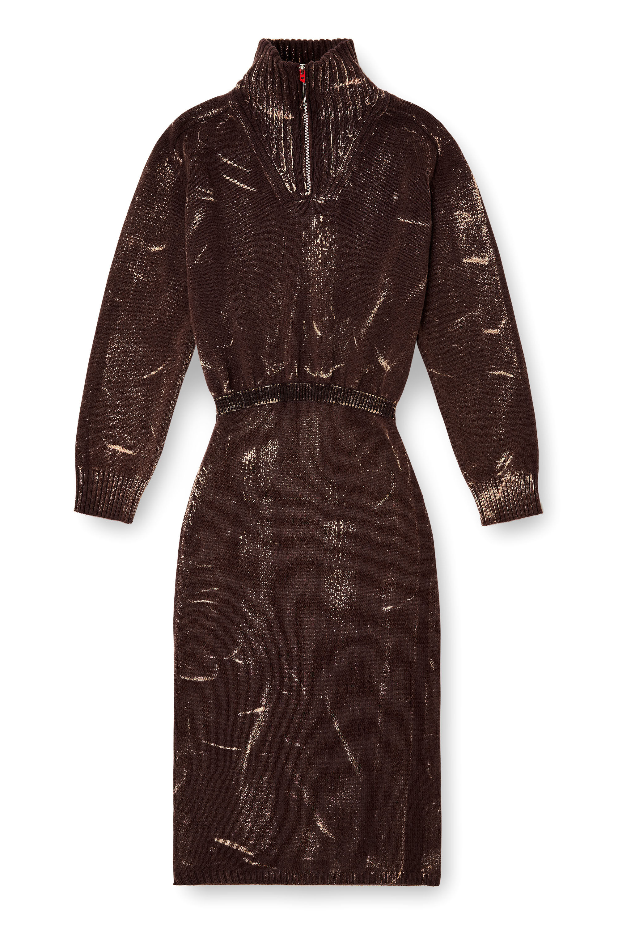 Diesel - M-MARCELLE, Robe midi en maille mélangée traitée Femme in Marron - 2