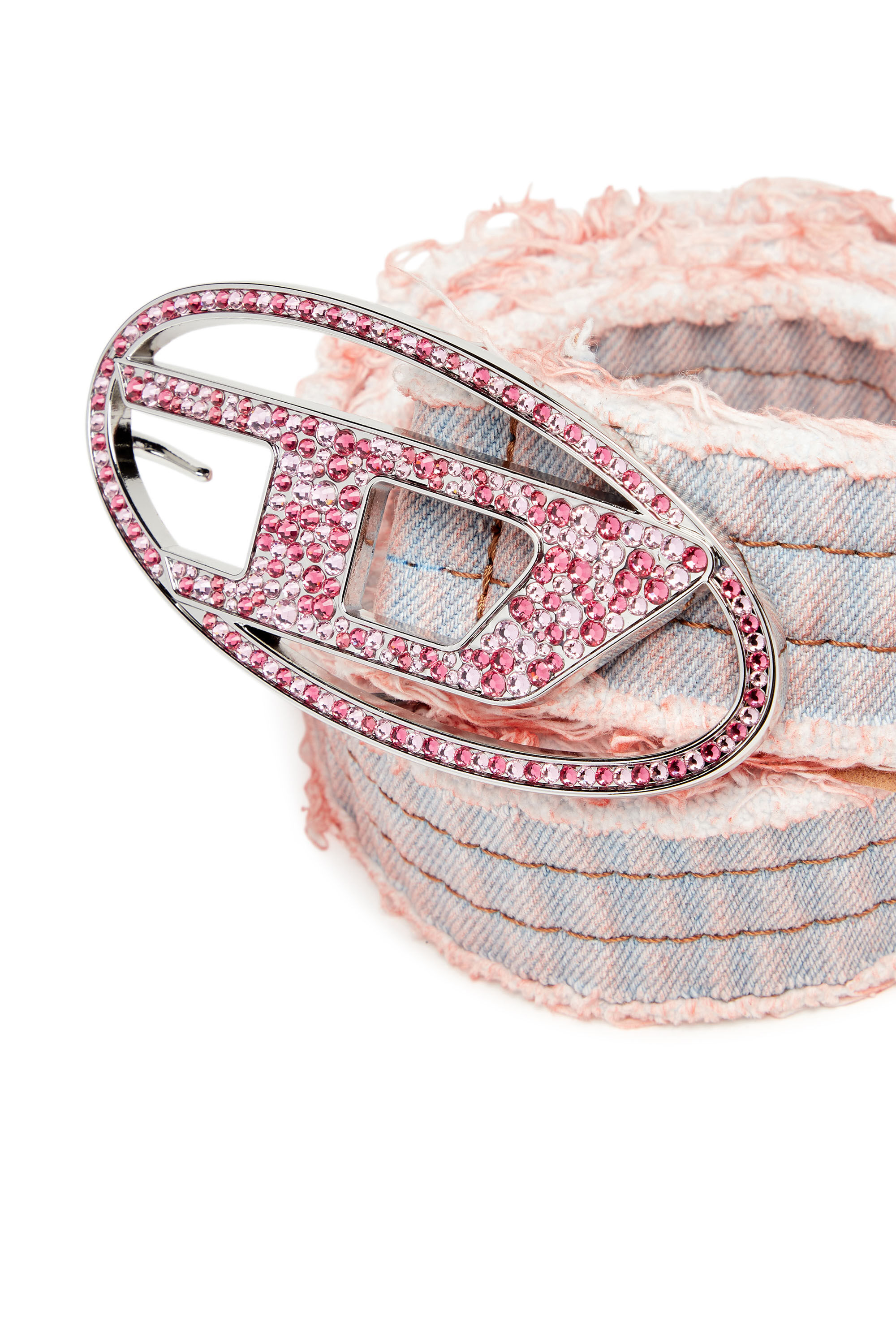 Ceinture en denim avec boucle strass logo Femme B 1DR STRASS