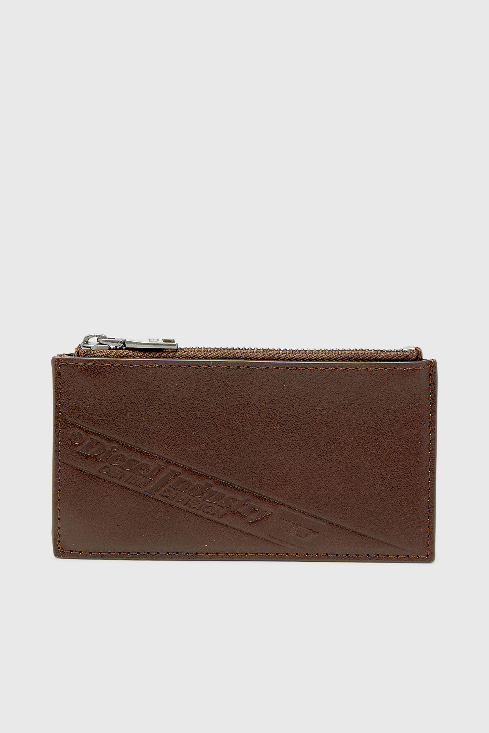 Diesel - FLAG-D CARD HOLDER III, Herren Leder-Kartenetui mit Rei&szlig;verschluss in Braun - 1