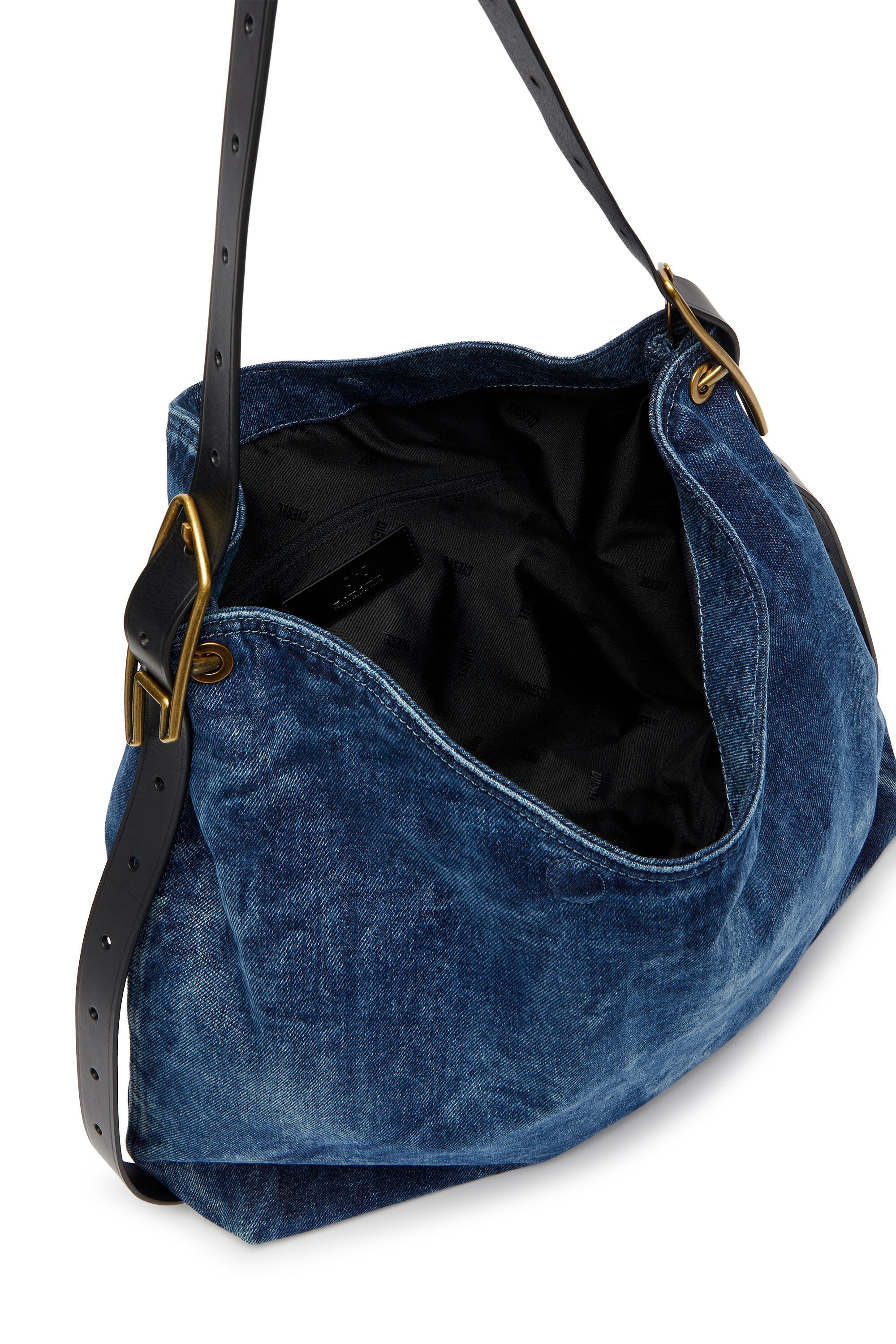 Diesel - D-LINE HOBO, D-Line-Borsa hobo in denim Donna in Blu - 4