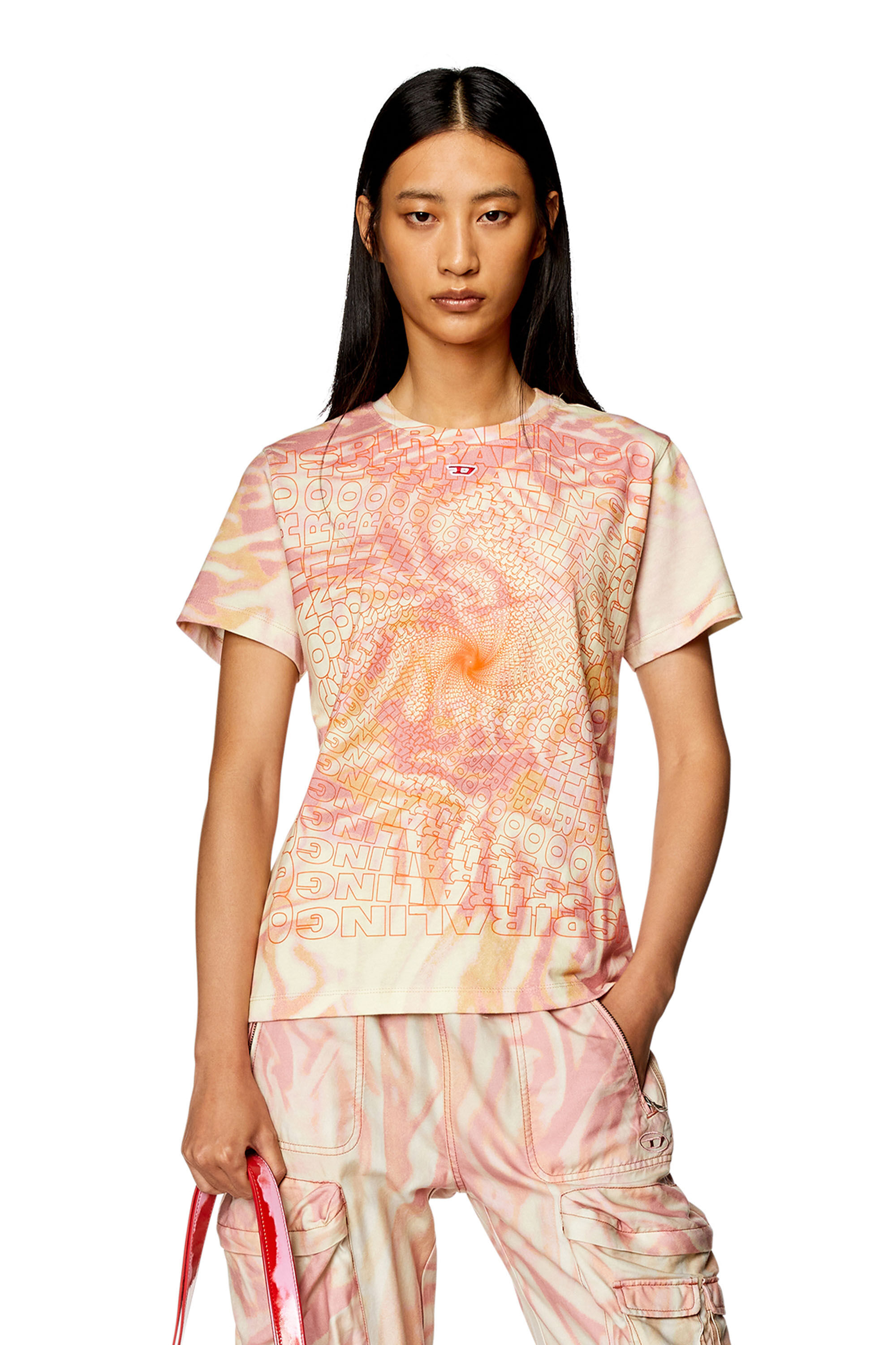 Diesel - T-REGS-N6, Damen T-Shirt mit Zebra-Camouflage-Print in Gesichtspuder - 3