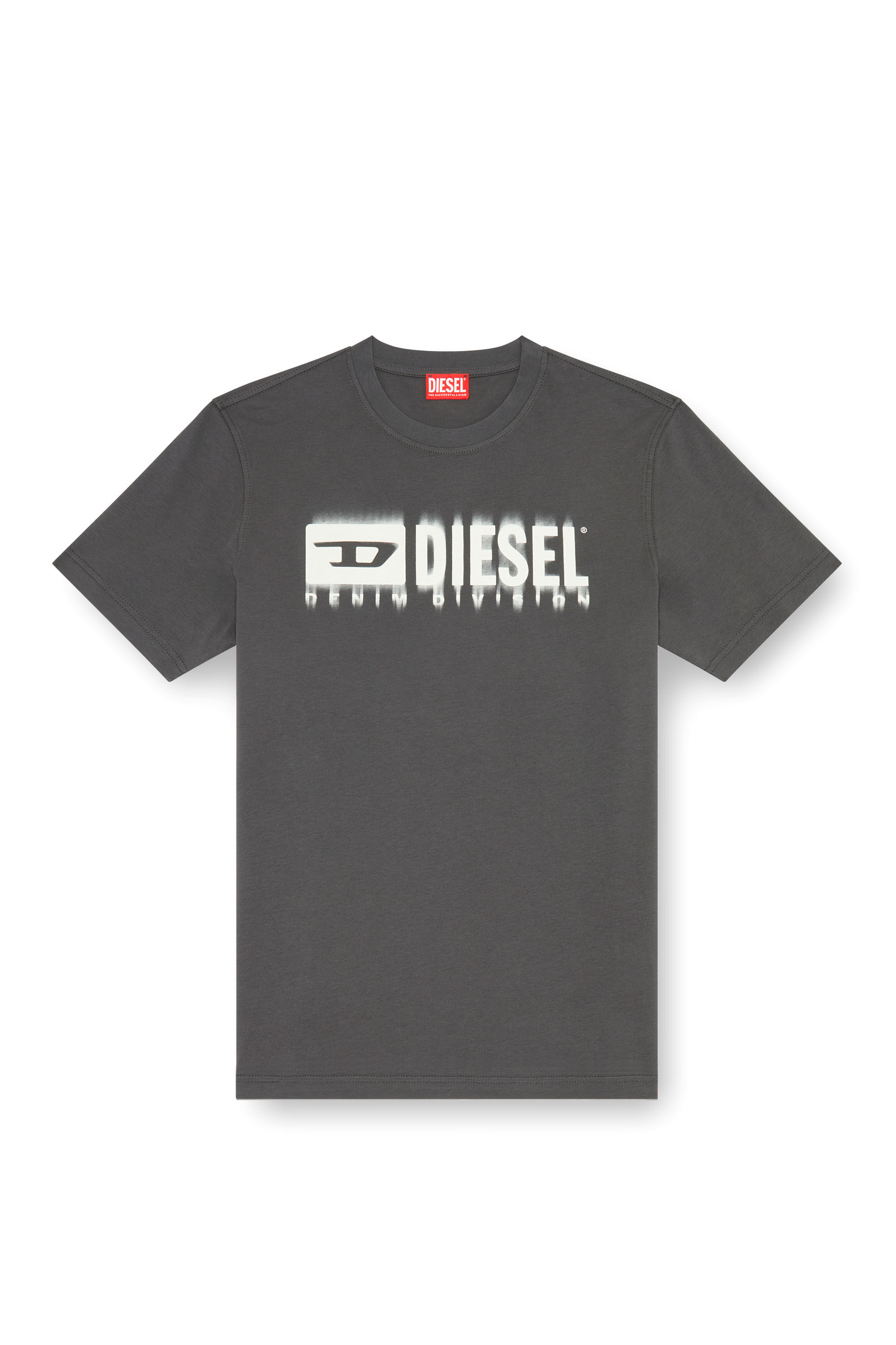 Diesel - T-ADJUST-Q7, Herren T-Shirt mit verschwommenem Diesel-Logo in Grau - Image 2