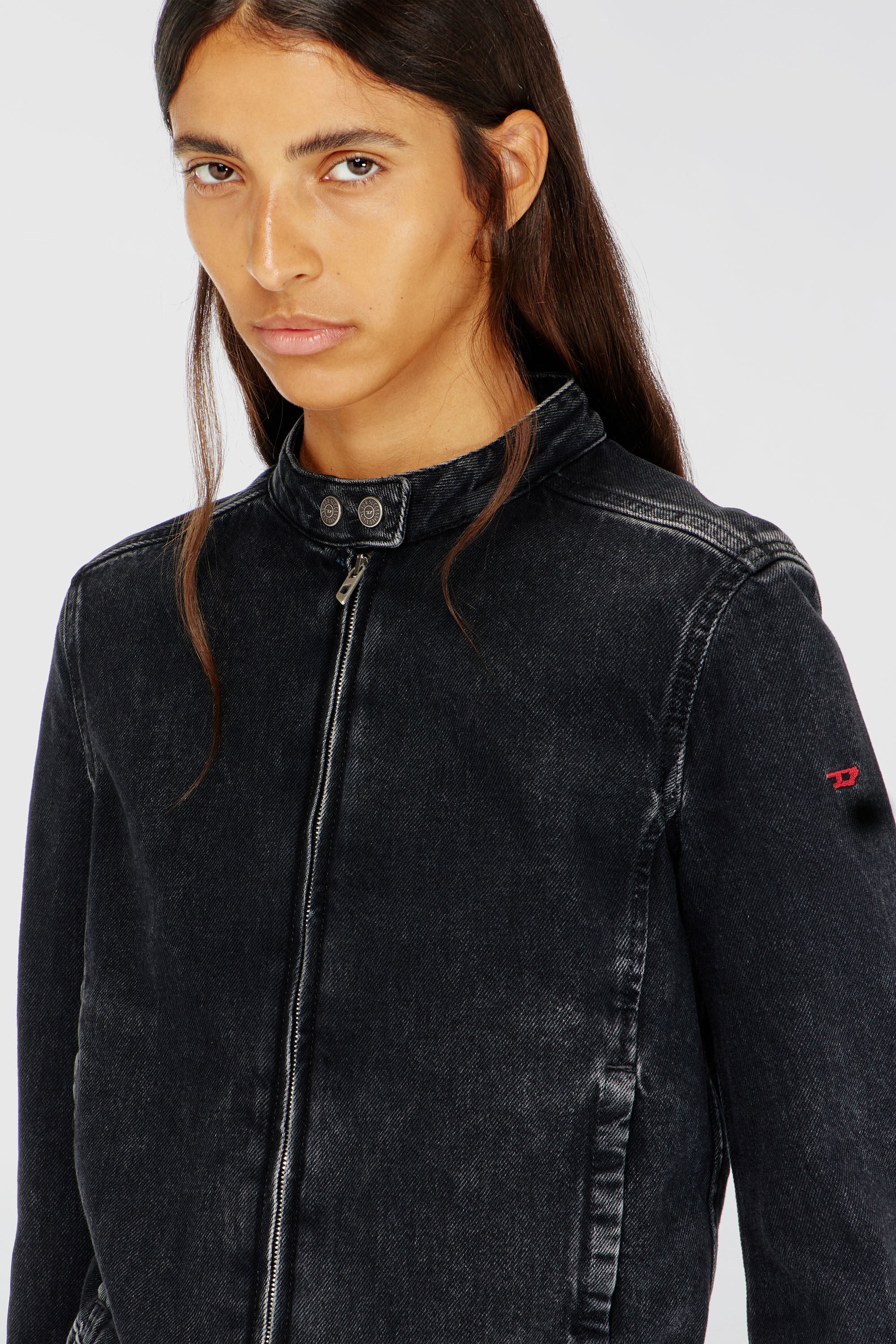 Diesel - DE-MORNIN, Giacca da motociclista in denim lavaggio clean Donna in Nero - 5