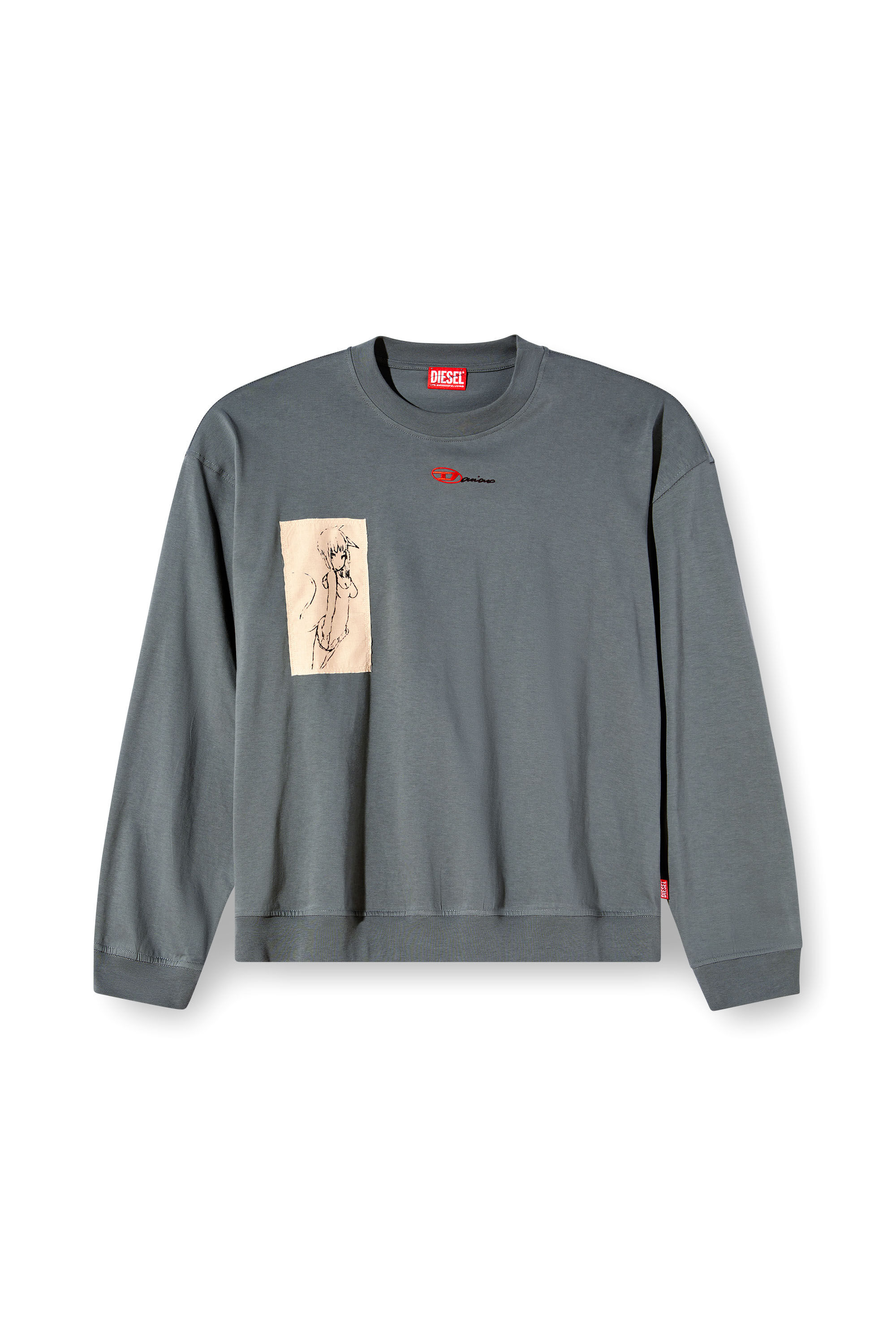 Diesel - S-BOXT-LS-1P-DD, T-shirt à manches longues avec empiècements tatouage Mixte in Gris - 2