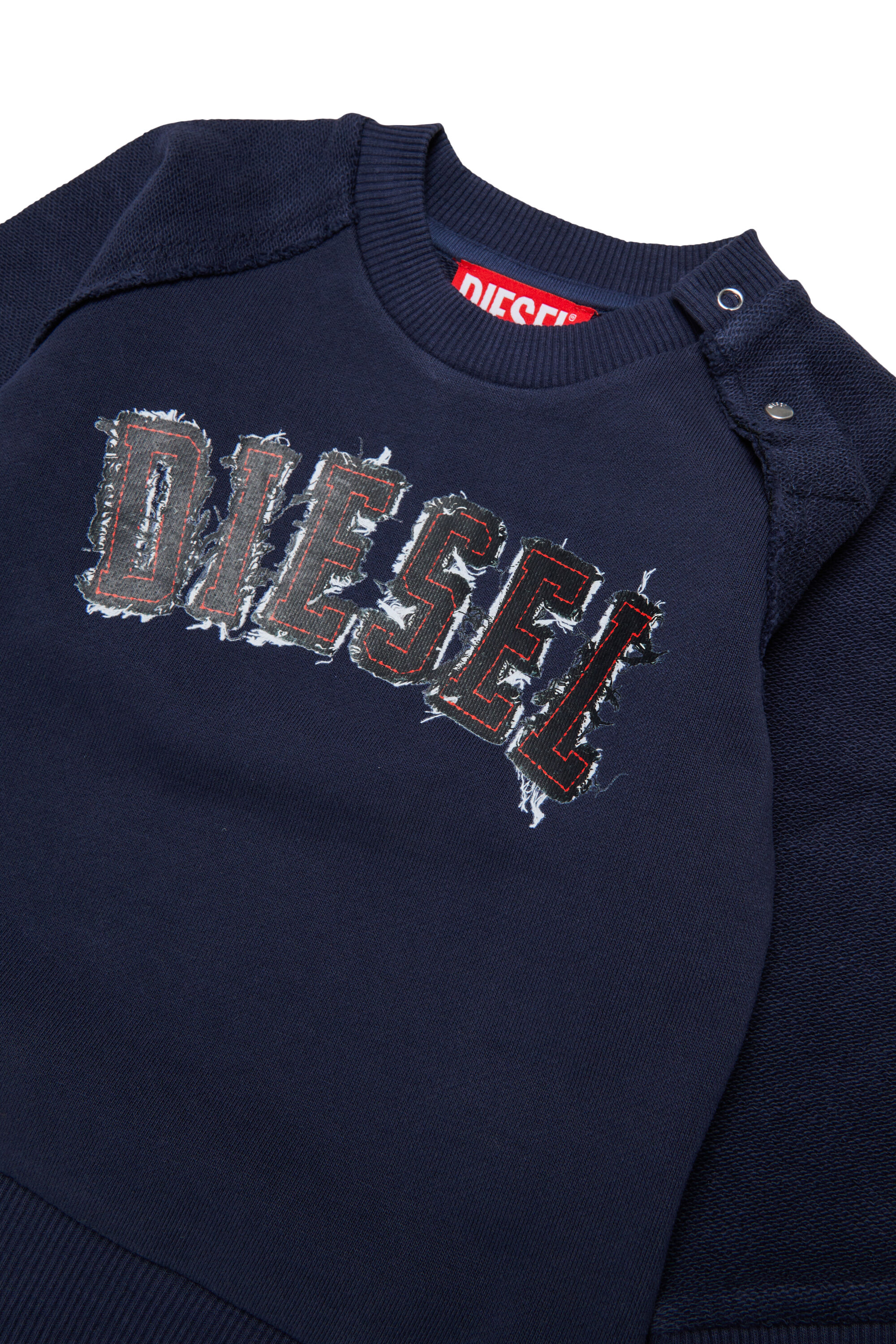 Diesel - SEANSB, Felpa in cotone con logo effetto sfrangiato Uomo in Blu - 3