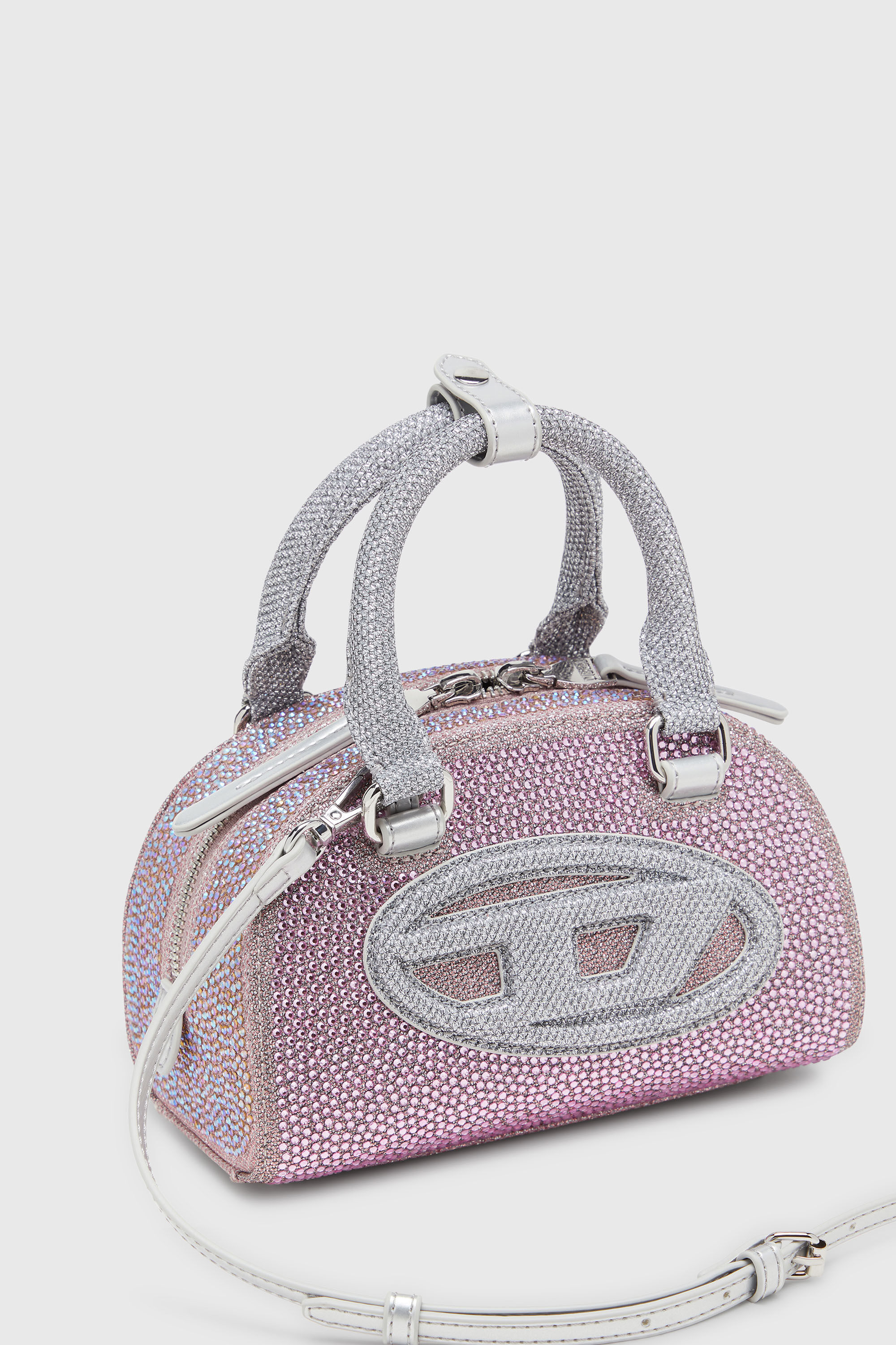 Diesel - 1DR DOME CROSSBODY, Damen 1DR Dome - Kleine-Crossbody-Bag aus Crystal Lurex in Rosa - 5