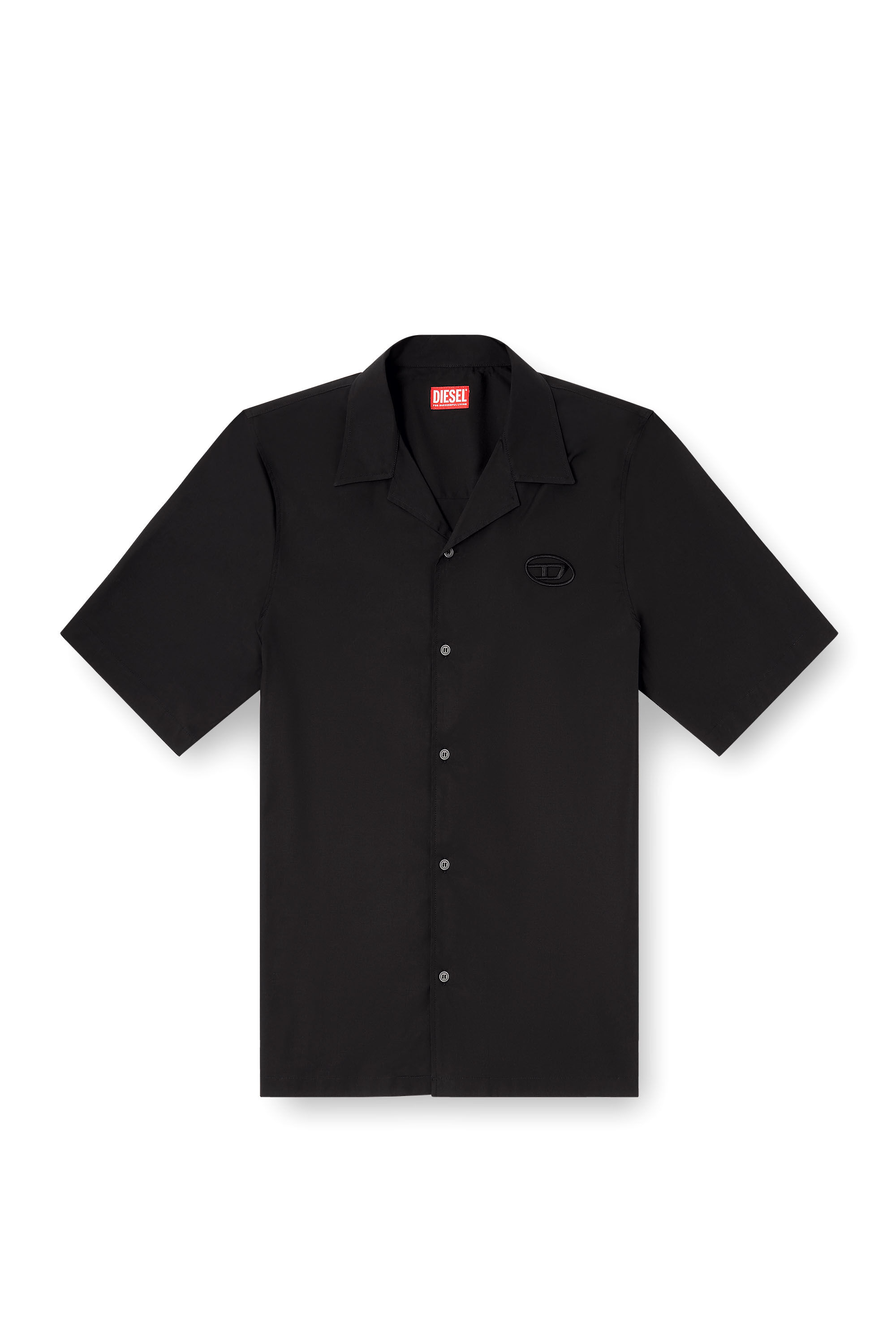 Diesel - S-MAC-GSBH, Herren Stretch-Popeline-Hemd mit Oval-D-Stickerei in Schwarz - 2