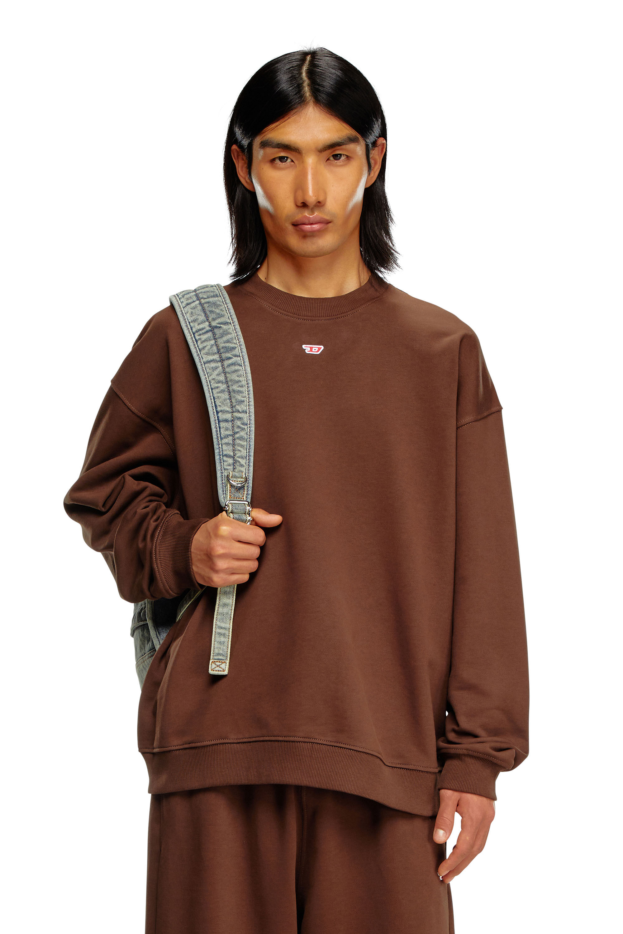 Diesel - S-BOXT-D, Man Sweatshirt with D logo patch in Brown - Image 3