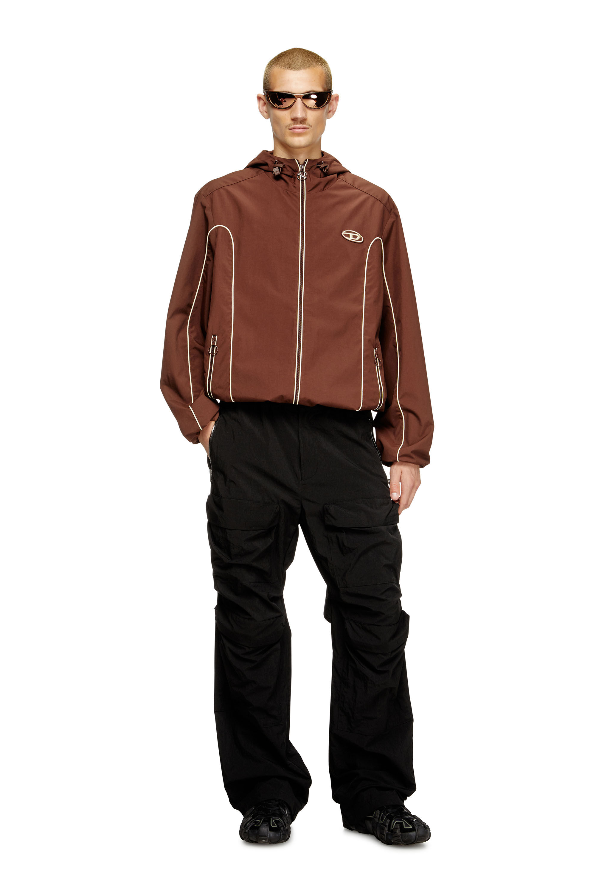 Diesel - J-HIVES, Giacchino a vento con profilature a contrasto Uomo in Marrone - 1