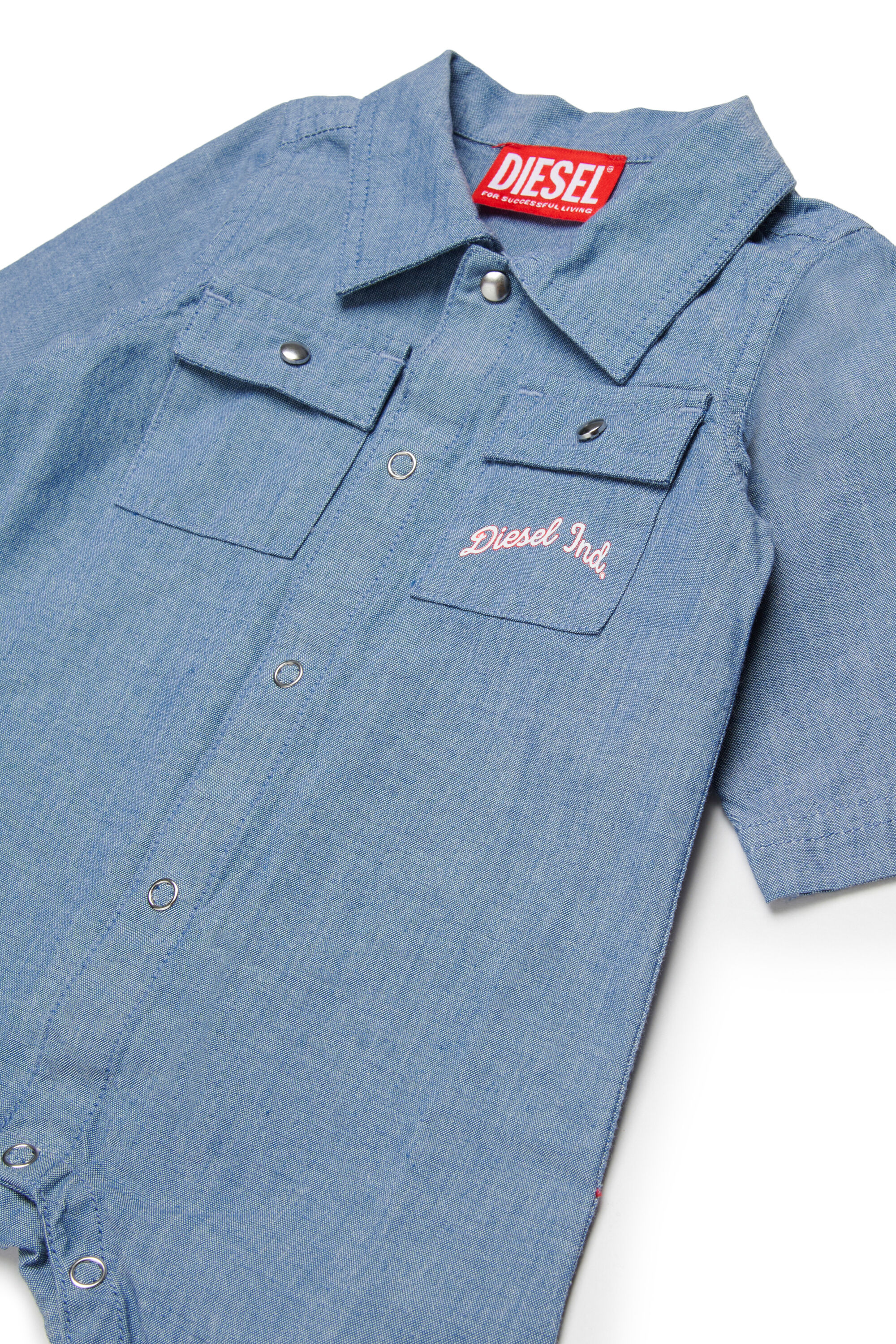 Diesel - JUSTY-NB, Tuta in cotone con tasche ricamate Unisex in Blu - 3