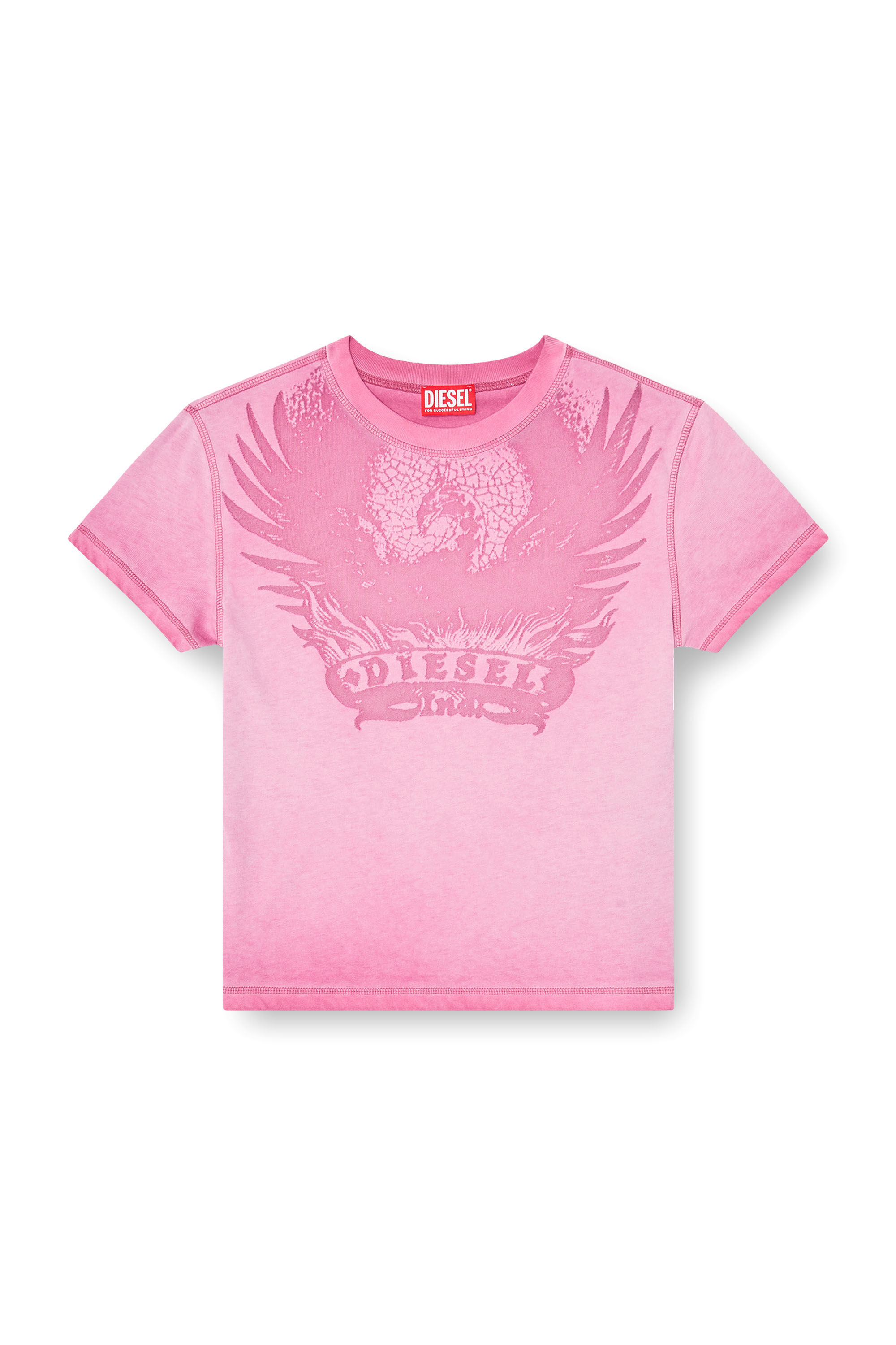 Diesel - T-ILA-AA7, Damen Slim T-shirt mit d&eacute;vor&eacute; Phoenix in Rosa - 2