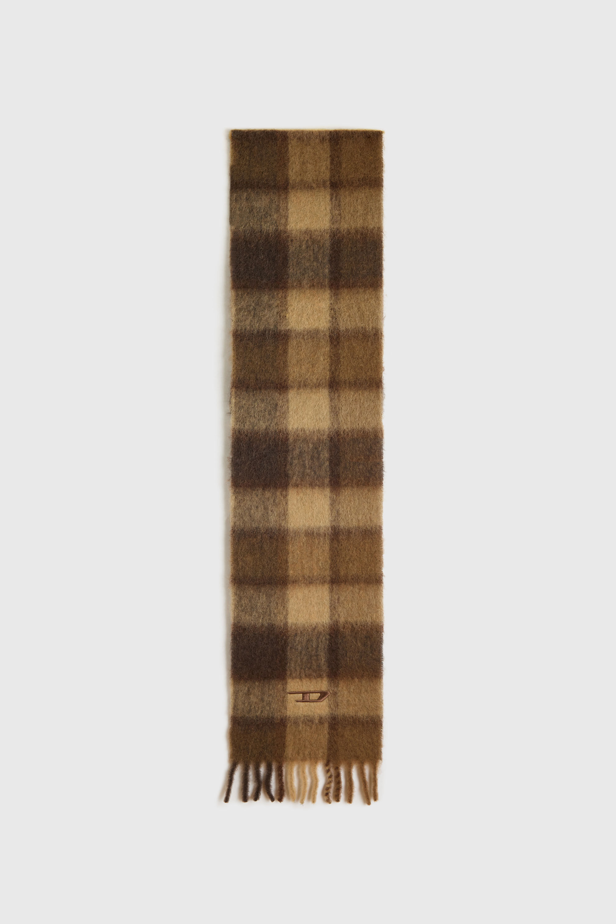 Diesel - S-IPON, Unisex Karierter Schal aus Alpaka- und Mohair-Mix in Braun - 2