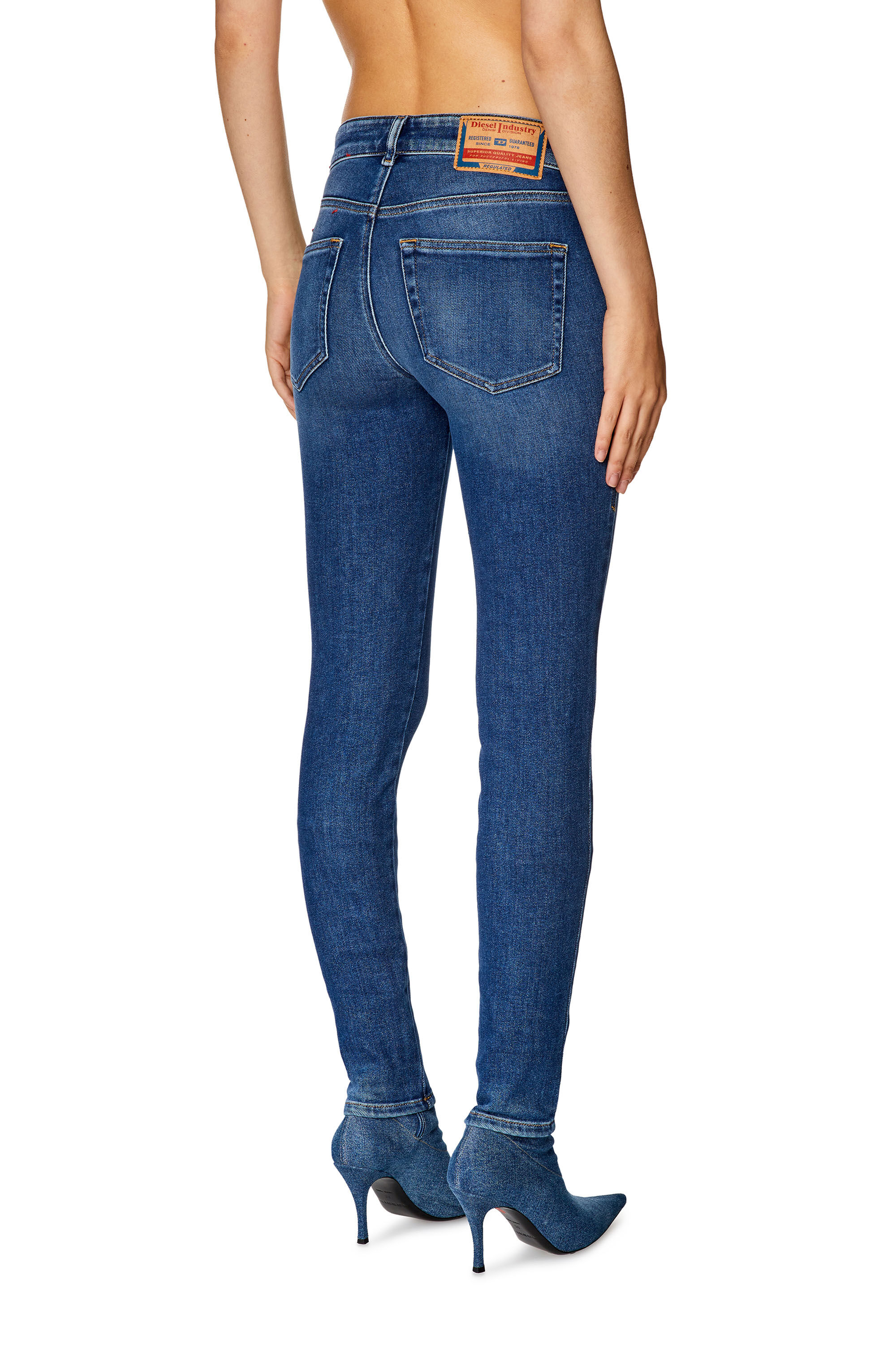 Diesel - Super skinny Jeans 2017 Slandy 09F86, Blu medio - Image 4