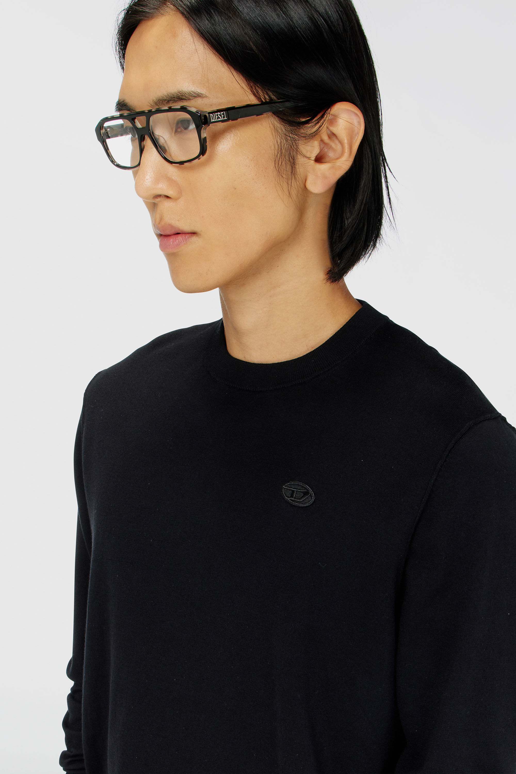 Diesel - K-FREEX-TAG-T92, Maille en coton avec logo ton sur ton Homme in Noir - 5