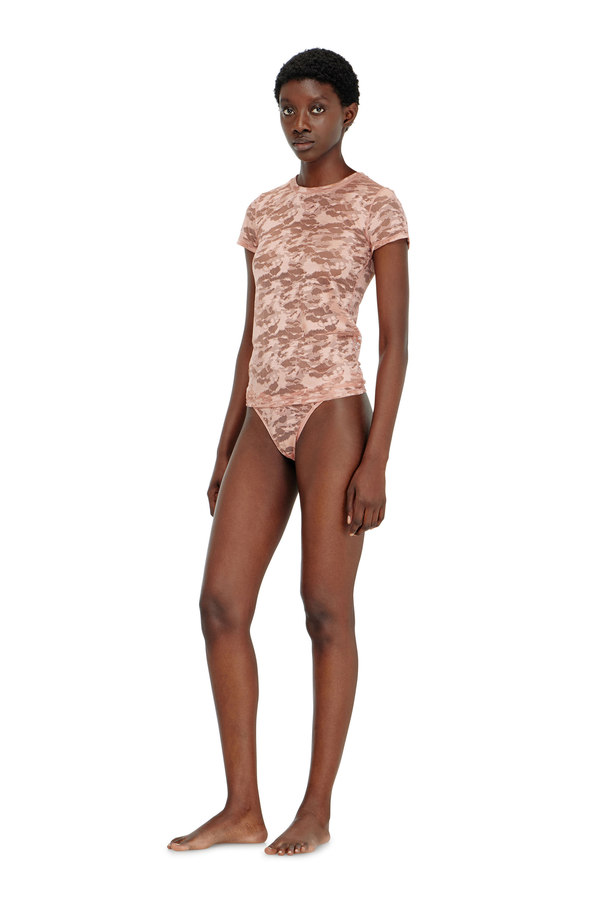 Diesel - KASIA-UTLT, T-shirt in pizzo camouflage Donna in Rosa - 1
