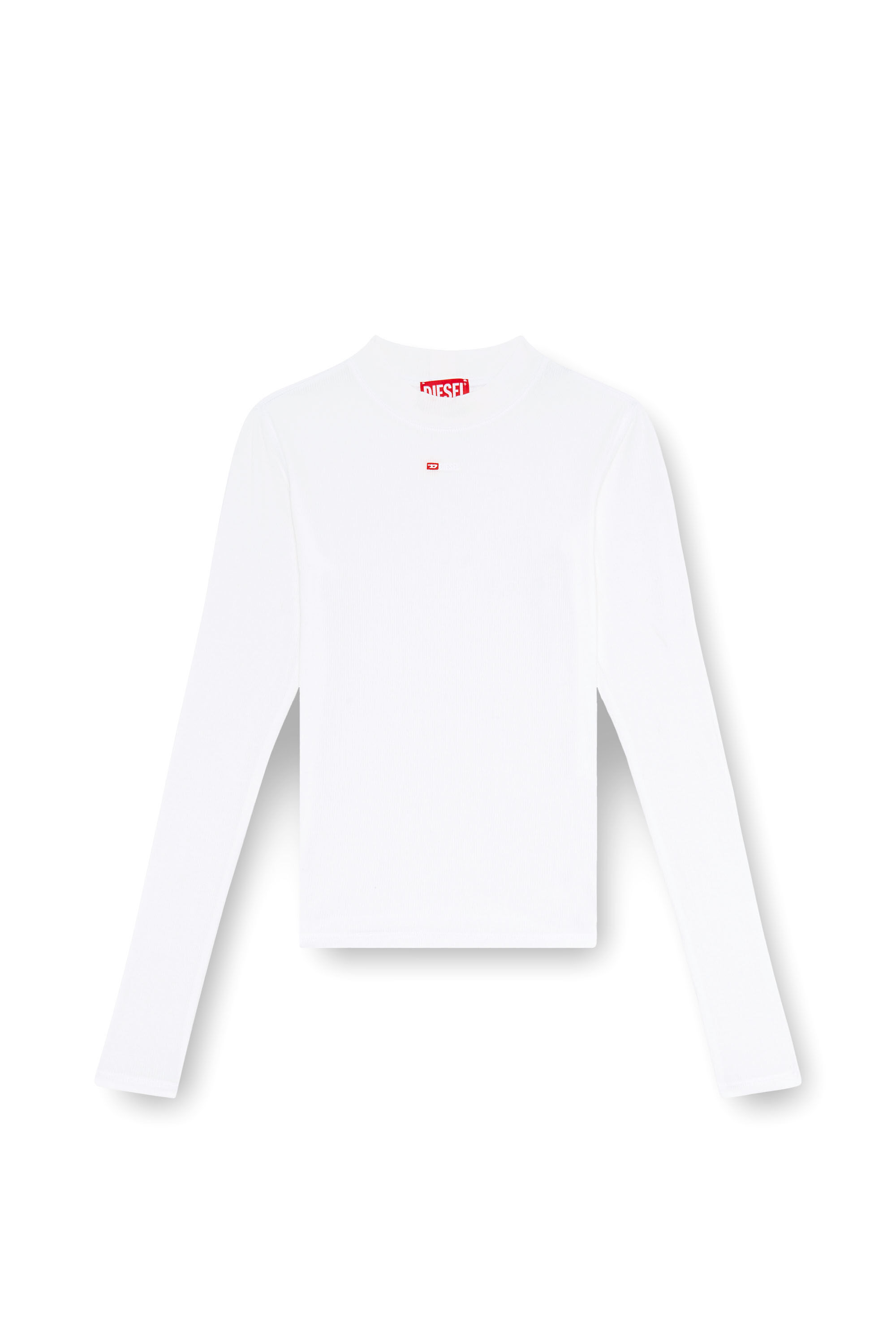 Diesel - T-MOKKY-LS-MICRODIV, Top a coste con collo a lupetto Donna in Bianco - 2