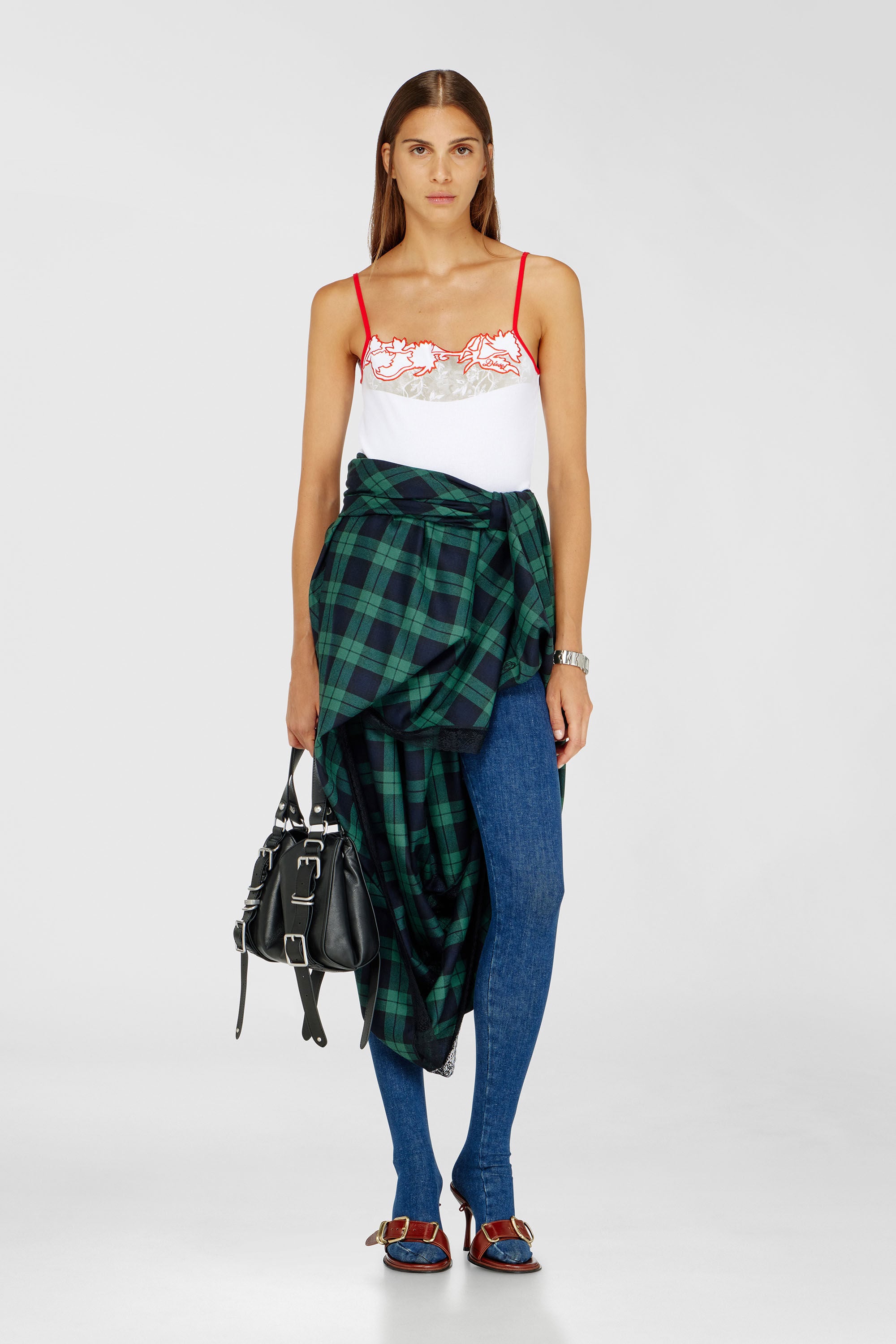 Diesel - T-EDNA, Canotta a costine con ricamo floreale a contorno Donna in ToBeDefined - 1
