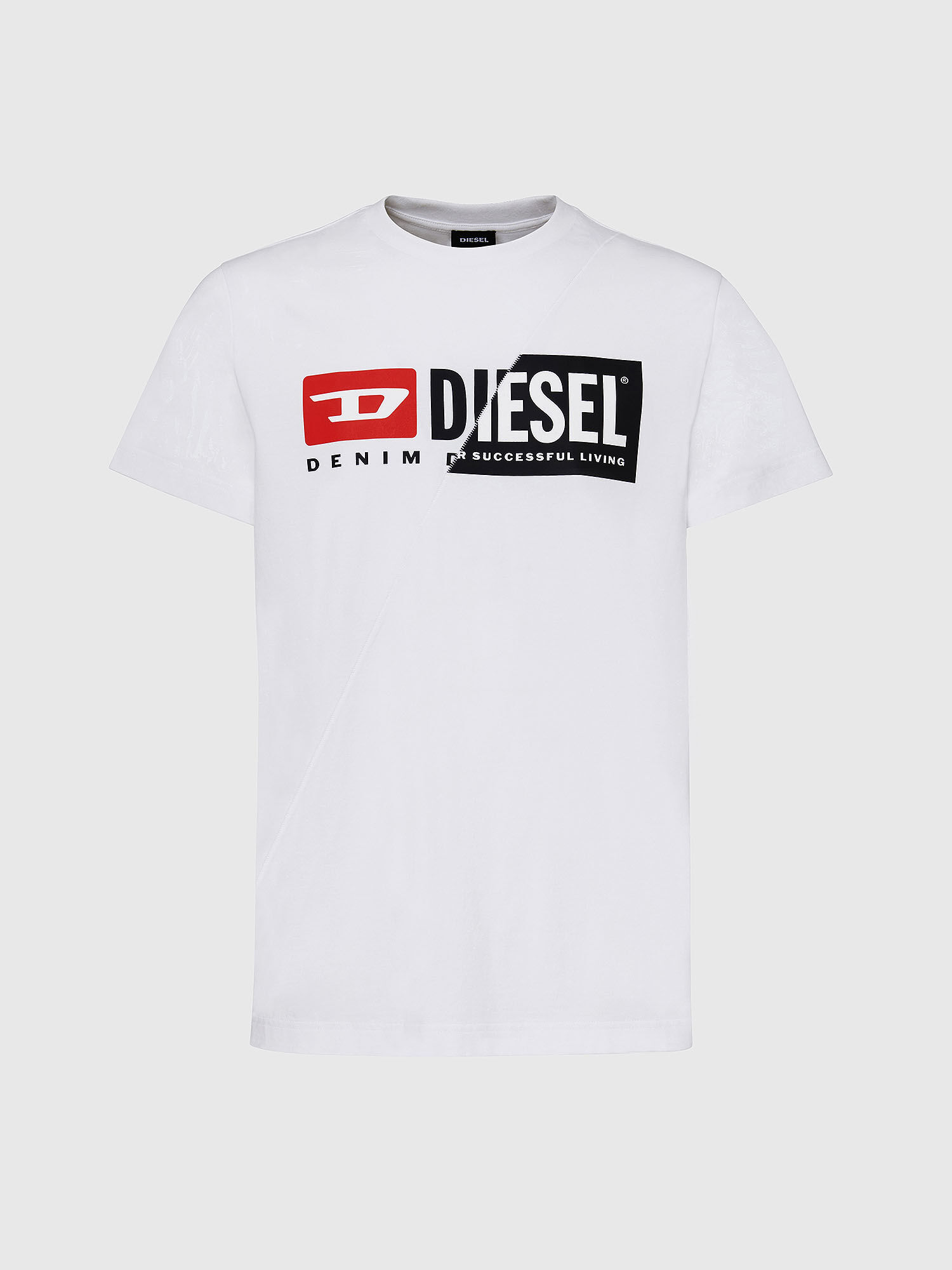 Diesel - T-DIEGO-CUTY, T-shirt con stampa doppio logo Uomo in Bianco - 1