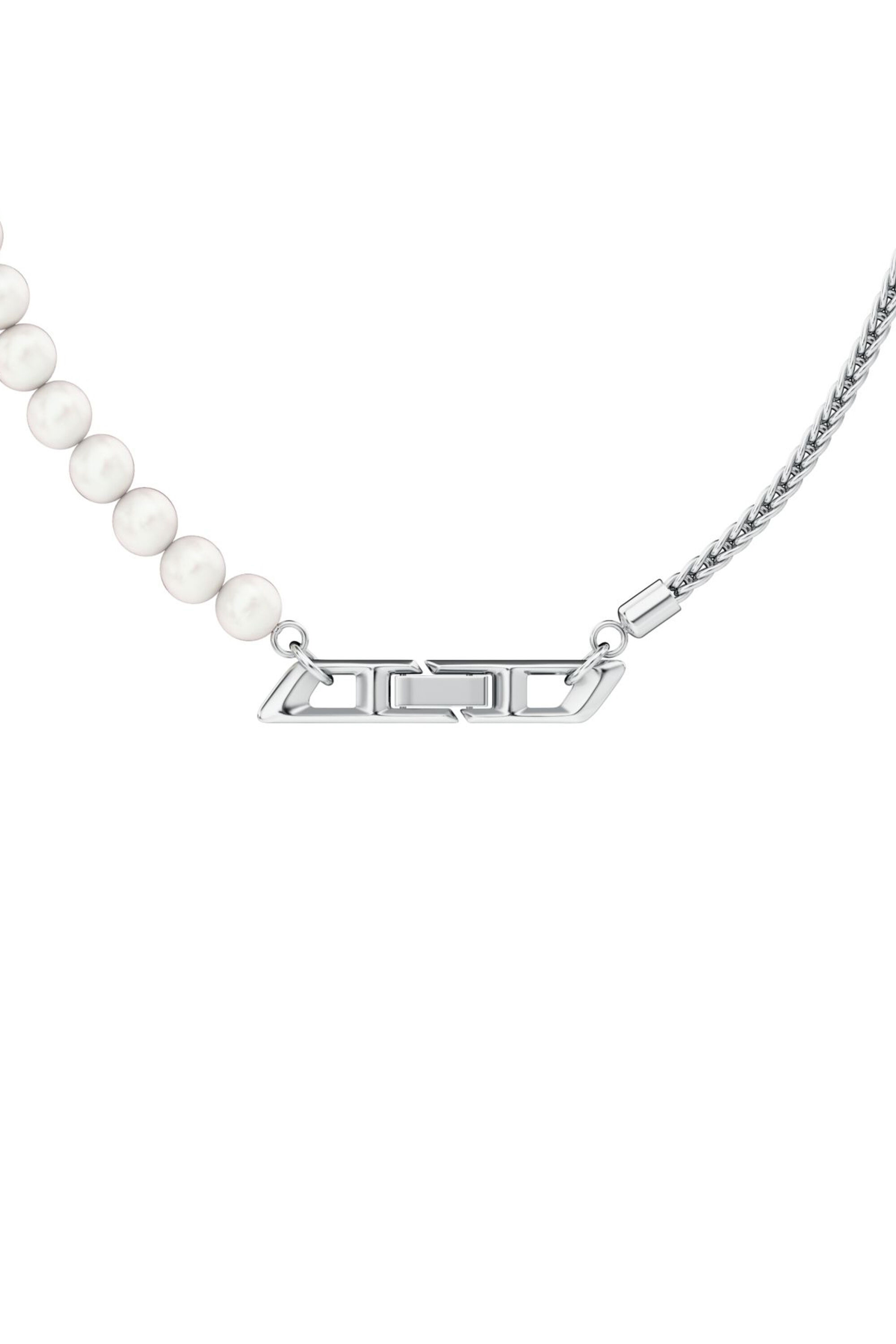Diesel - DL1369040 STERLING SILVER JEWEL, Collier cha&icirc;ne en argent sterling et perles Mixte in Gris argent&eacute; - 2