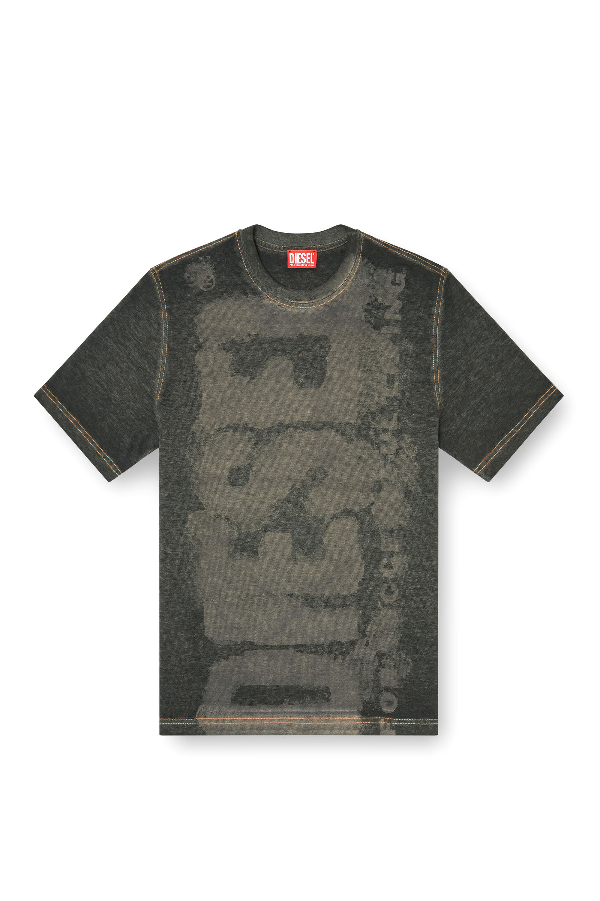 Diesel - T-ADJUST-R18, T-shirt in piqué dévoré Uomo in Nero - 2