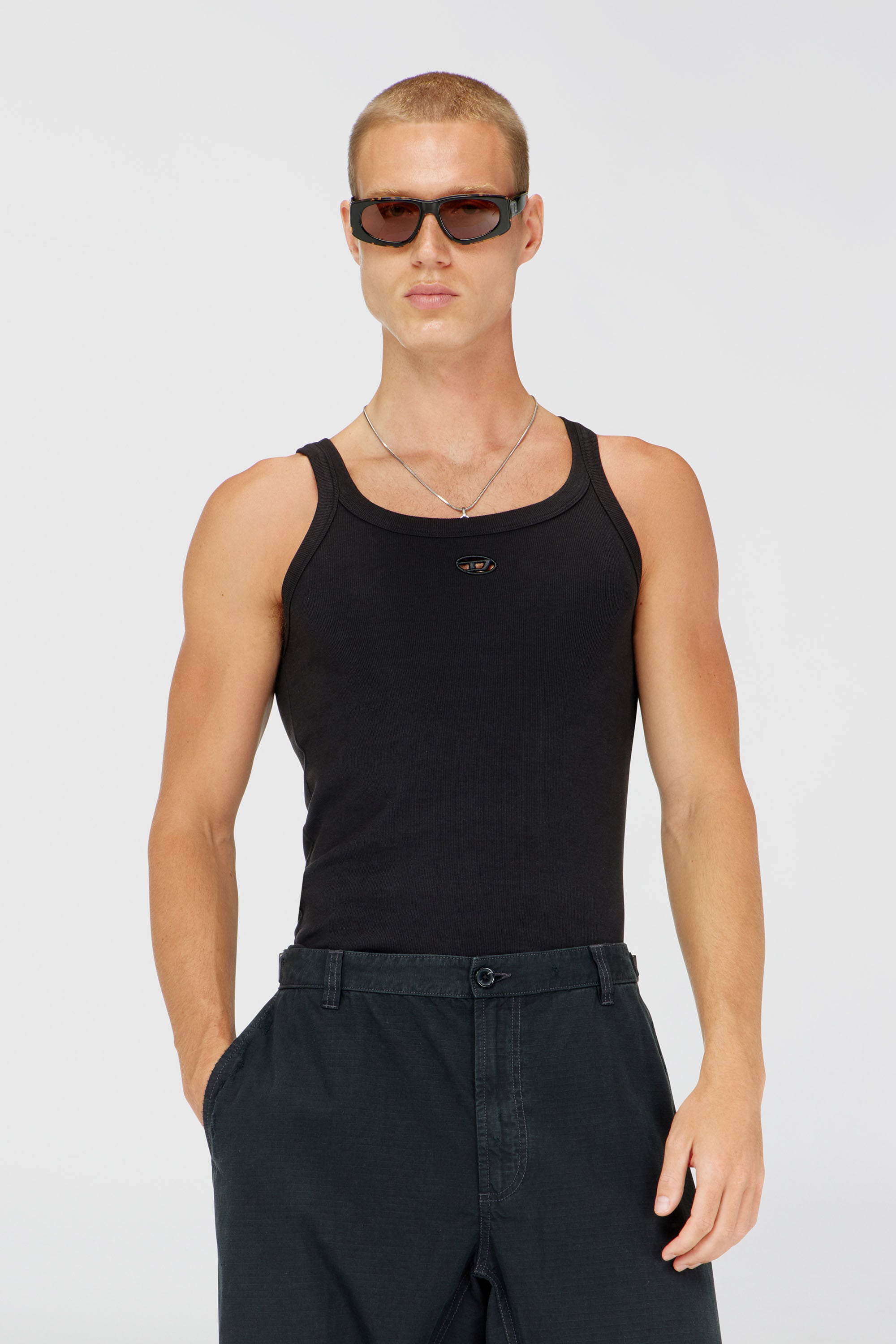 Diesel - T-WIFE-DCO, Canotta slim in cotone con logo Oval D Uomo in Nero - 3