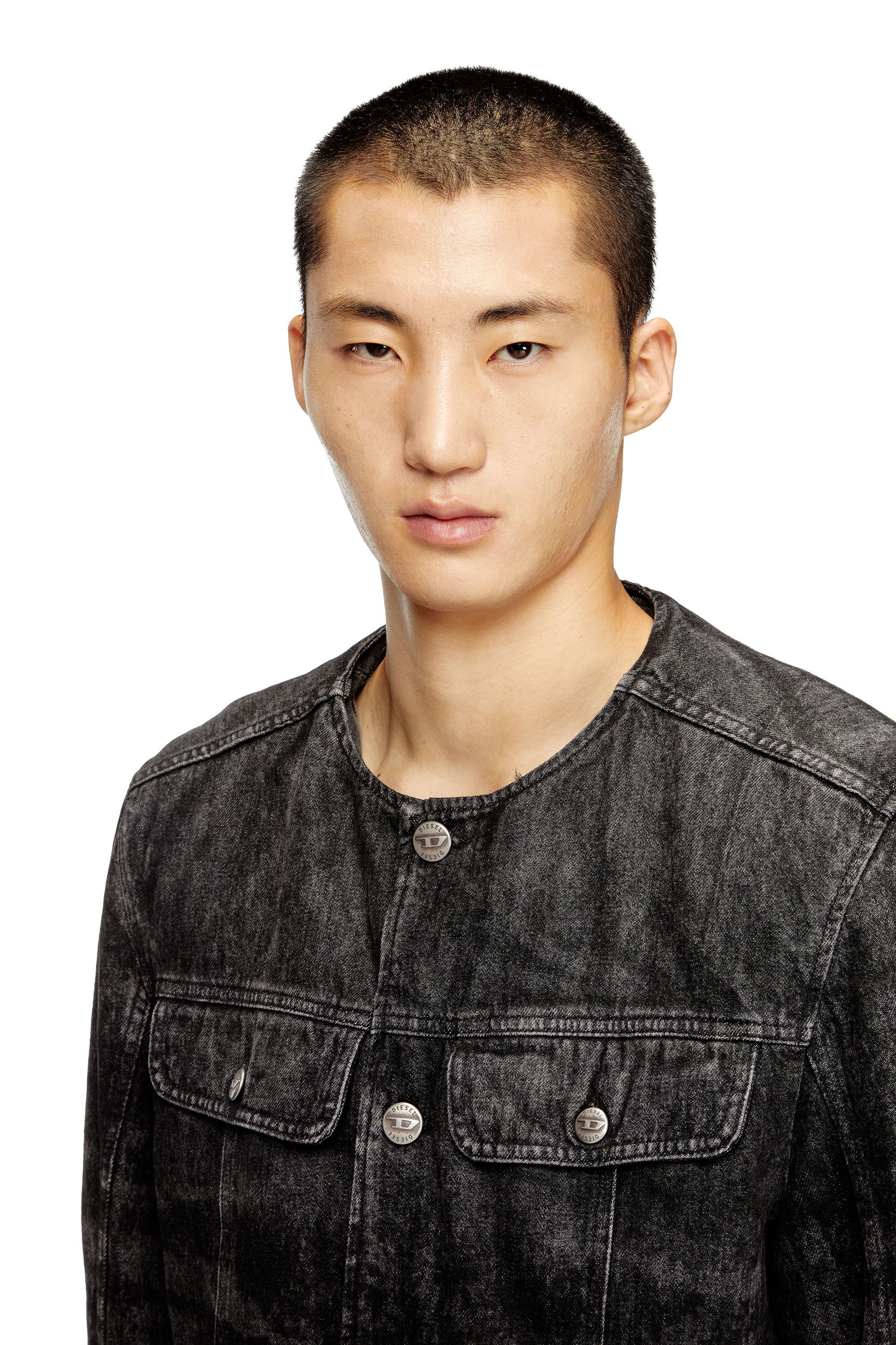 Diesel - D-ABERDEEN-FSH2, Herren Jacke aus gelaserte Baumwolle-Hanf-Denim in Schwarz/Dunkelgrau - 5