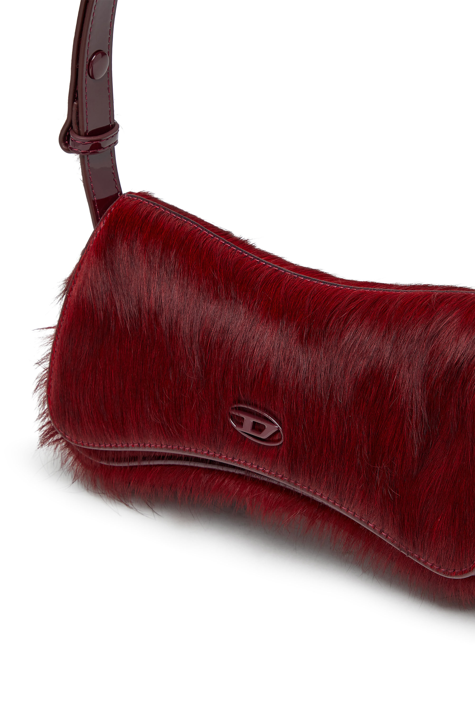 Diesel - PLAY CLUTCH, Damen Clutch aus farbigem, haarigem Leder in Burgunderrot - 5
