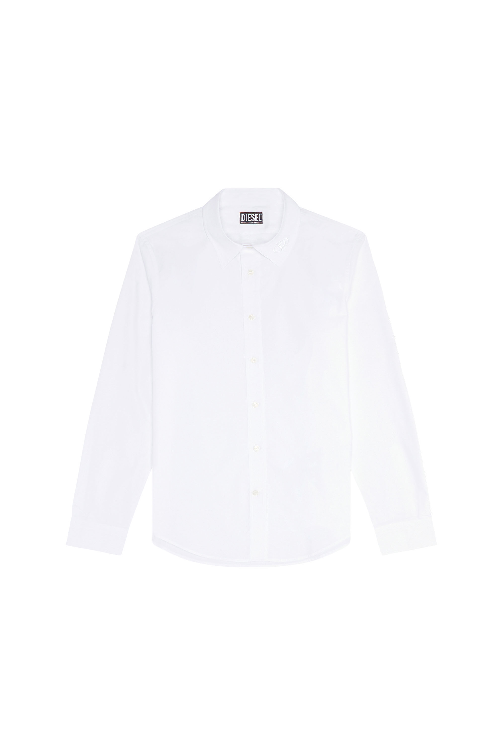 Diesel - S-BEN-CL-A, Camicia in cotone con logo ricamato tono su tono Uomo in Bianco - 2