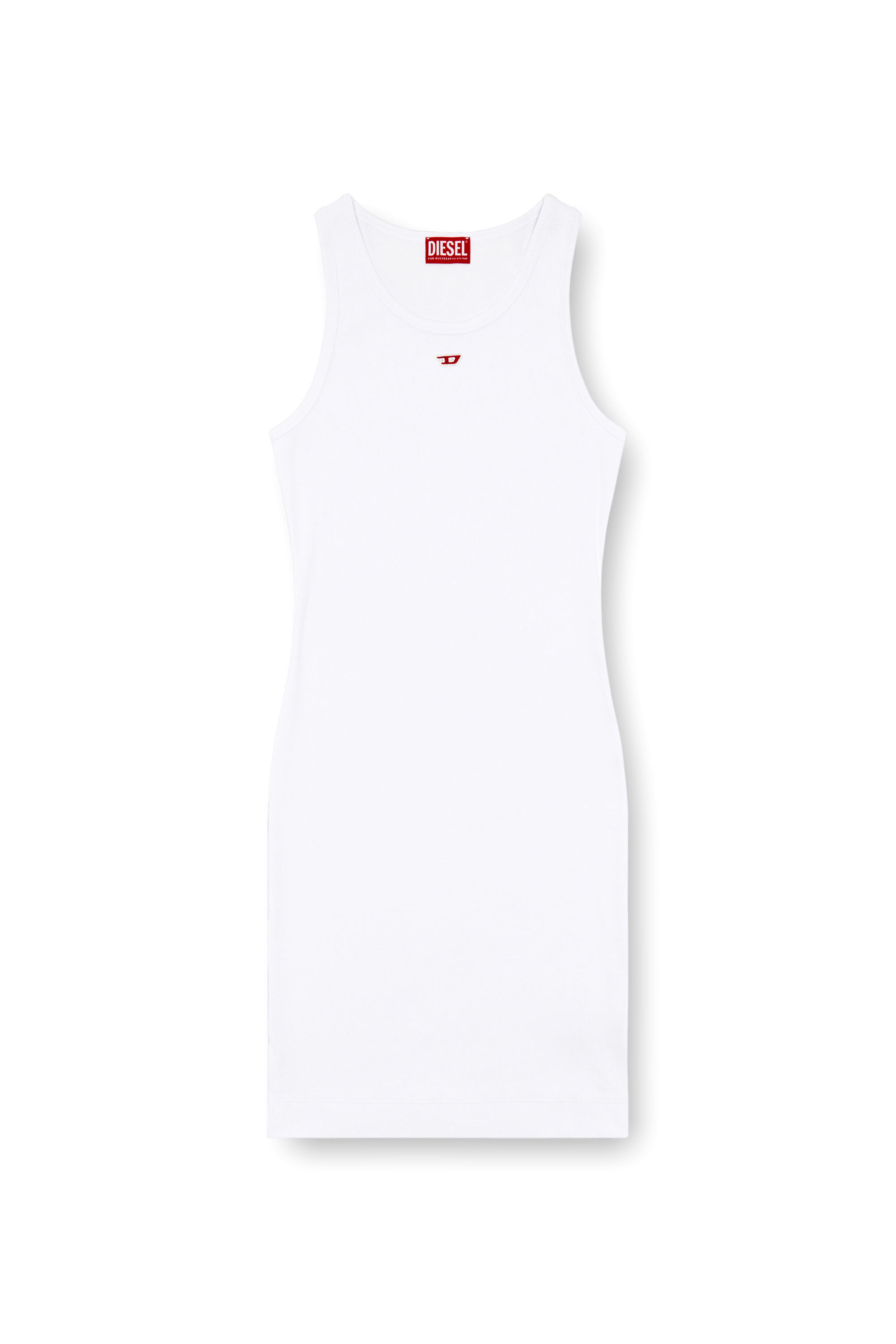 Diesel - D-TANK-LONG-D, Abito corto a canotta con logo D Donna in Bianco - 2