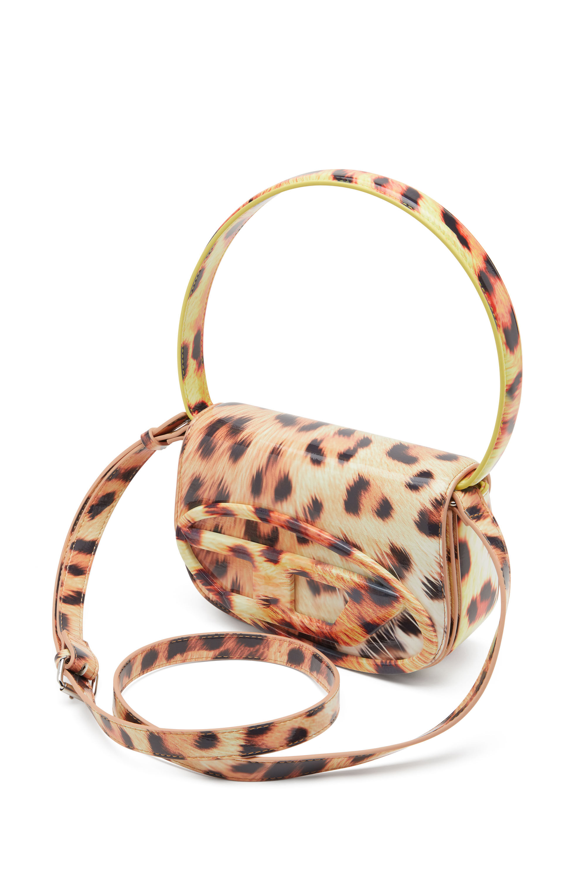 Diesel - 1DR, 1DR-Sac épaule iconique avec glossy imprimé Femme in Jaune - 2