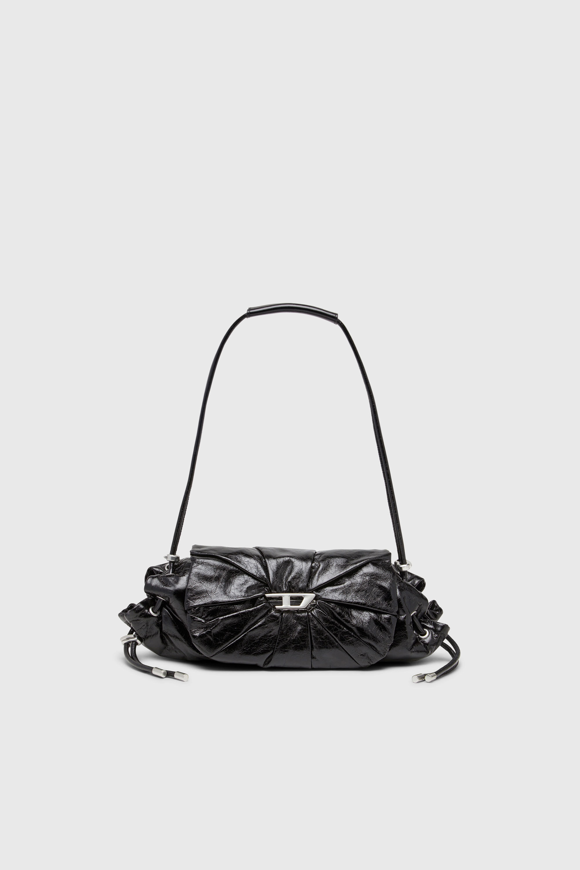 Diesel - SCRUNCH-D SHOULDER S, Damen Scrunch-D-Schultertasche aus Knitter-Leder in Schwarz - 2