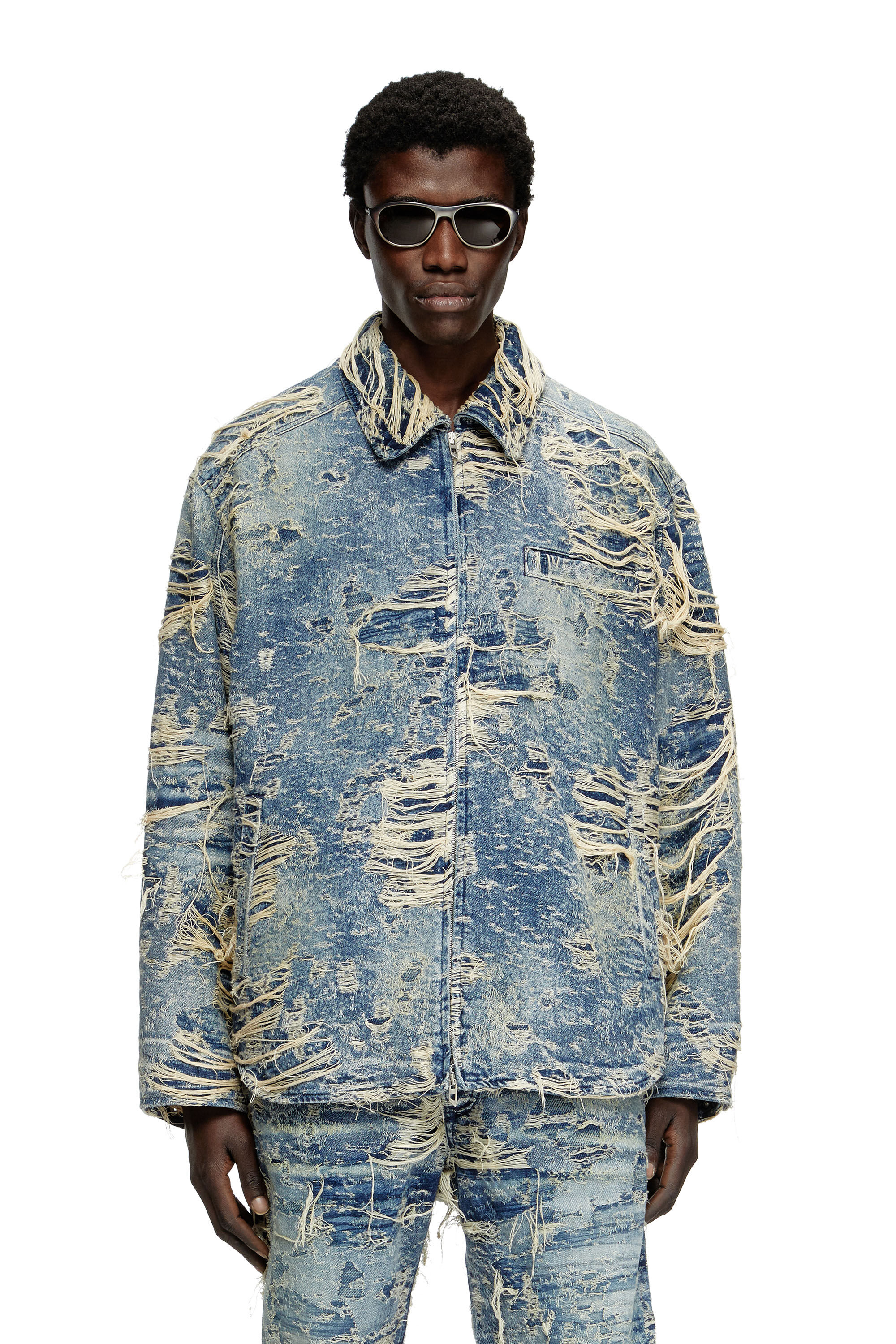 Diesel - D-IVAR-FSG1, Giacca in denim e fili fluttuanti Uomo in Blu - 3