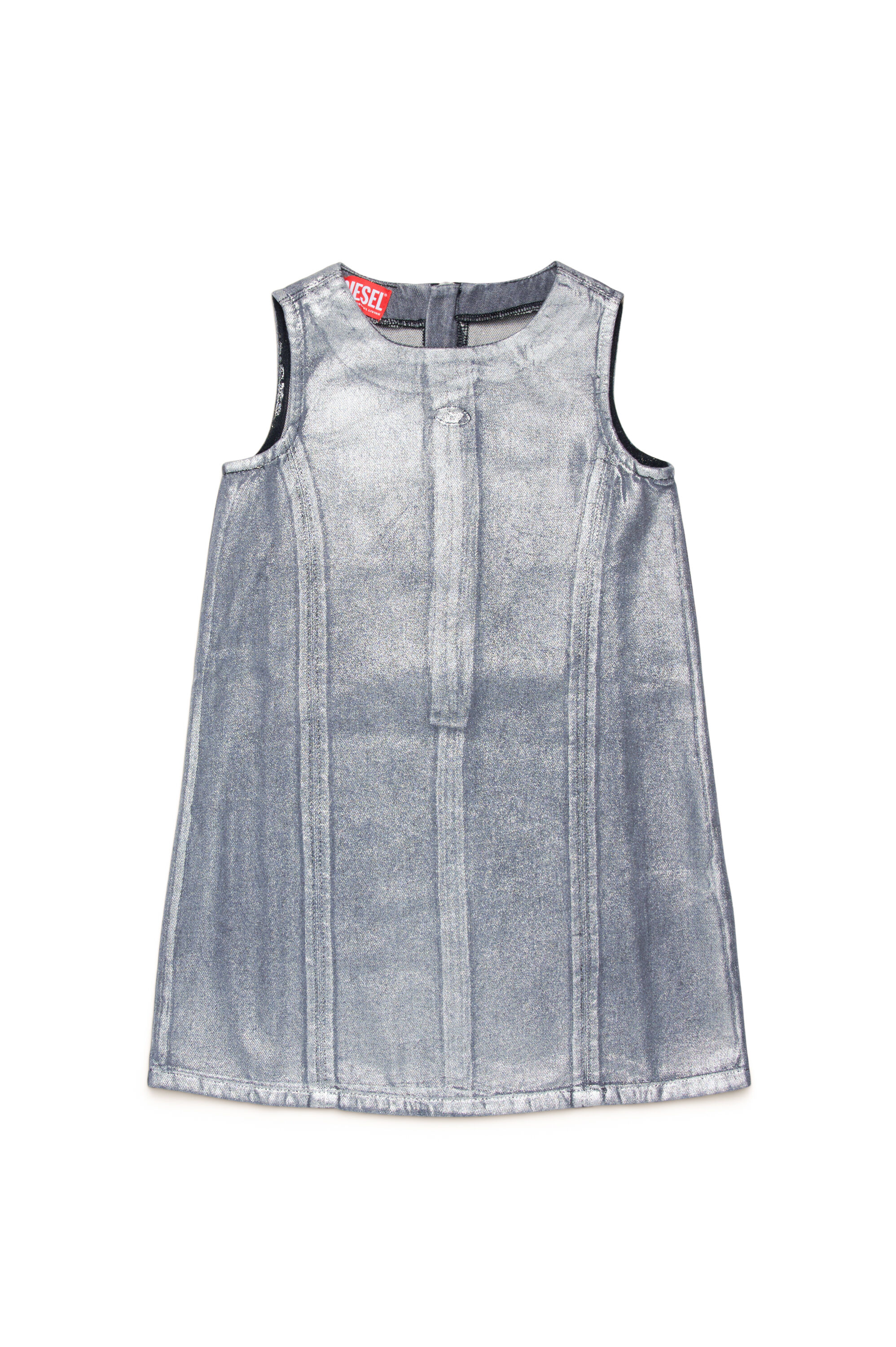 Diesel - DESTAR, Femme Mini robe avec revêtement métallique in Gris argenté - Image 1
